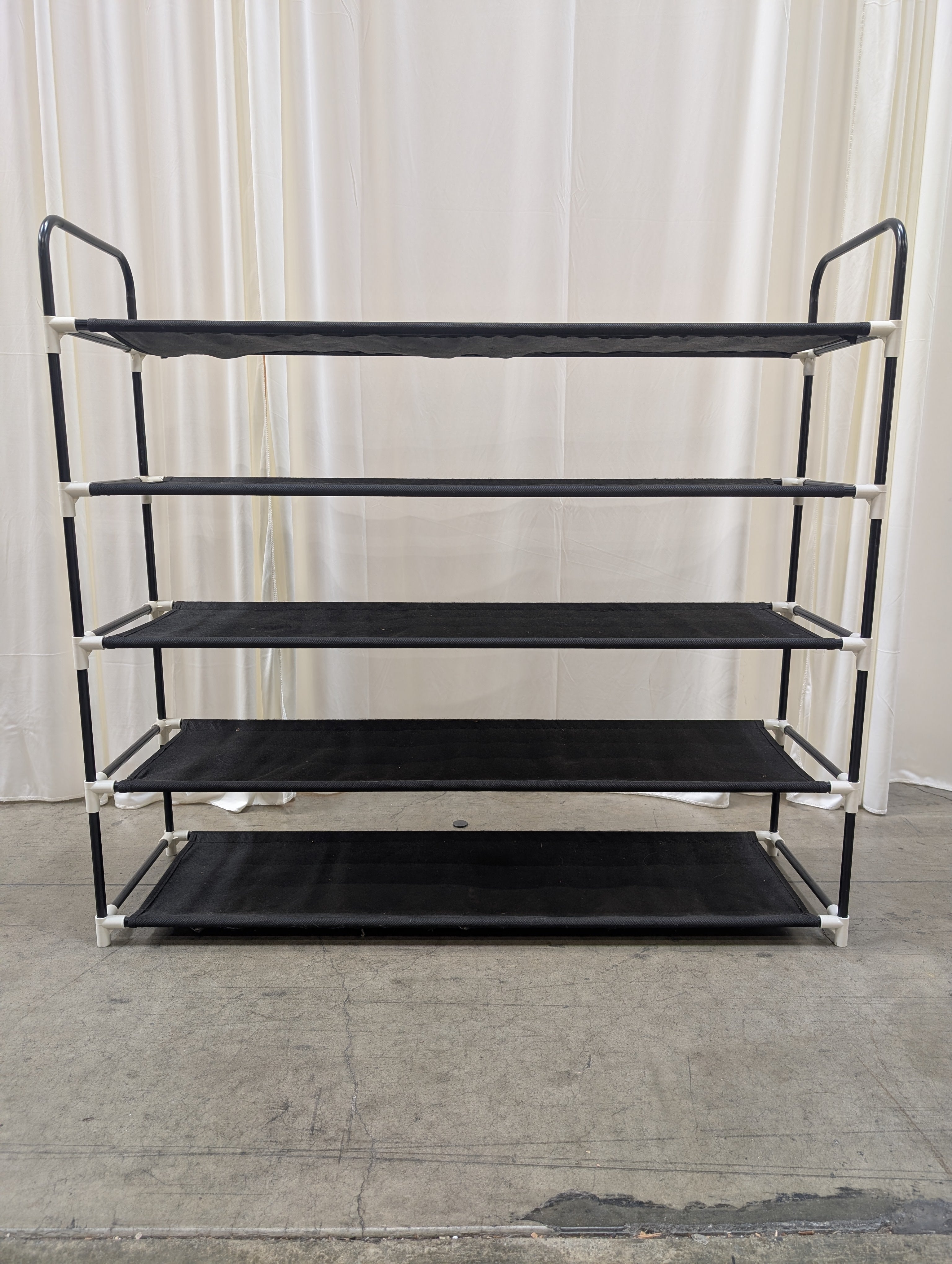 Five-Tier Fabric Shoe Rack in Black