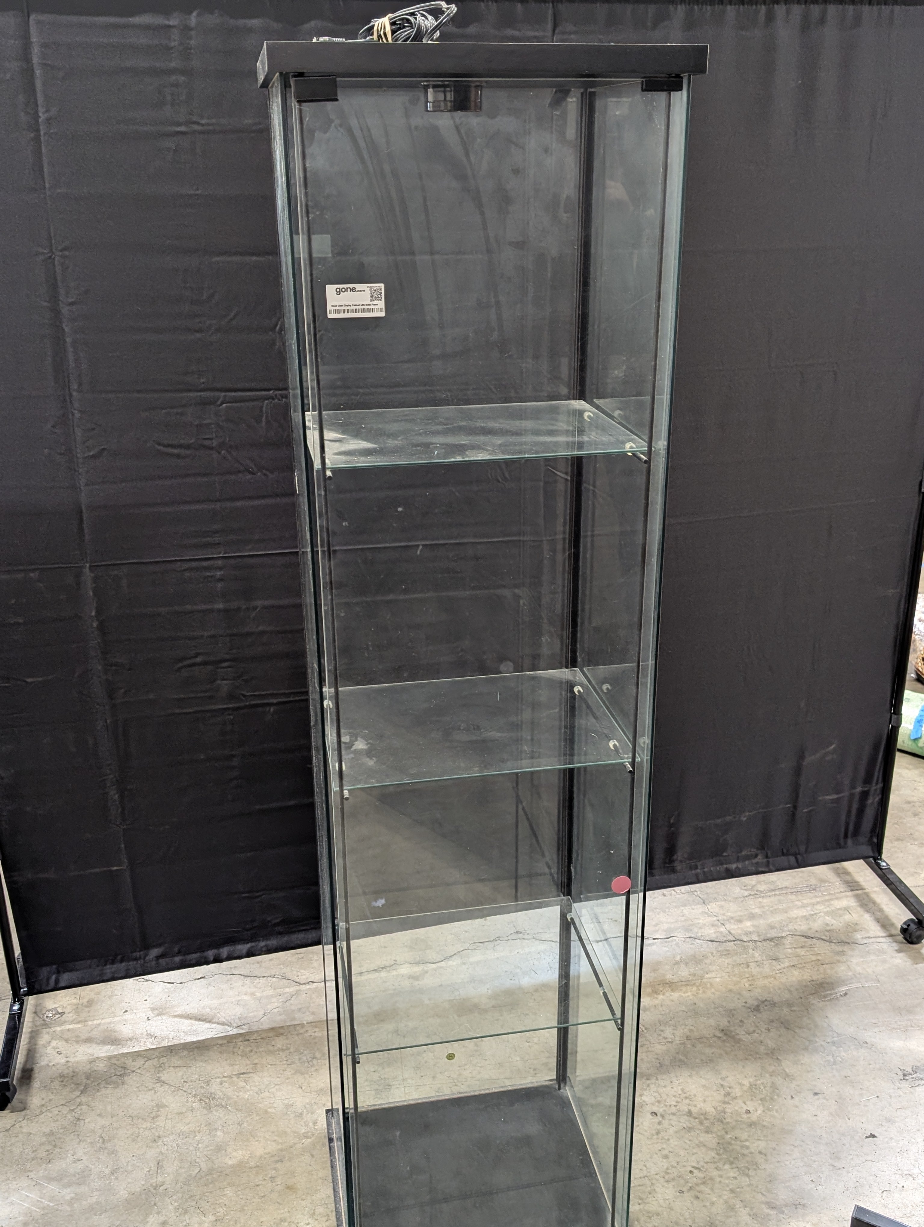 Sleek Glass Display Cabinet with Black Frame