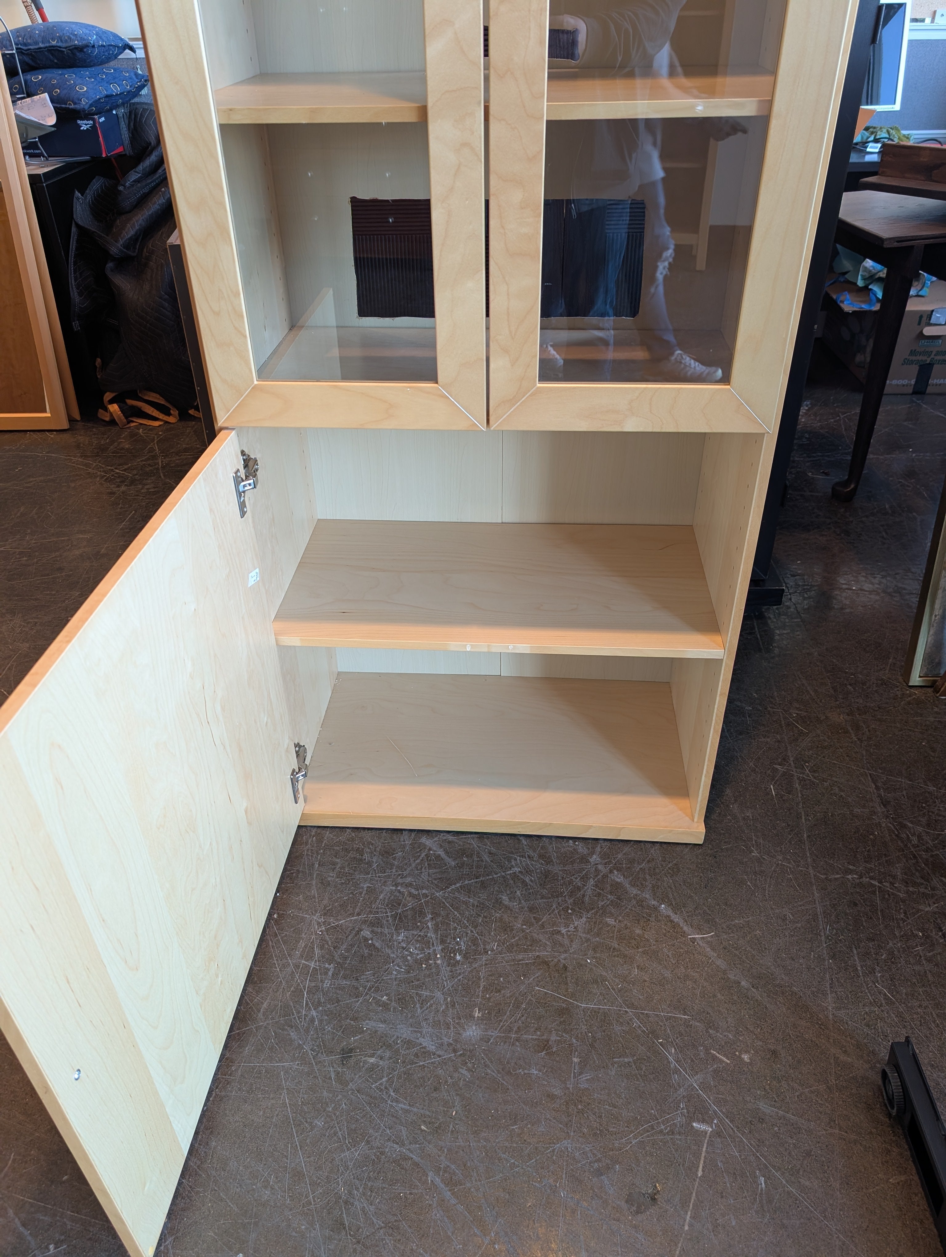 Pair of Versatile Light Wood Display and Storage Cabinet