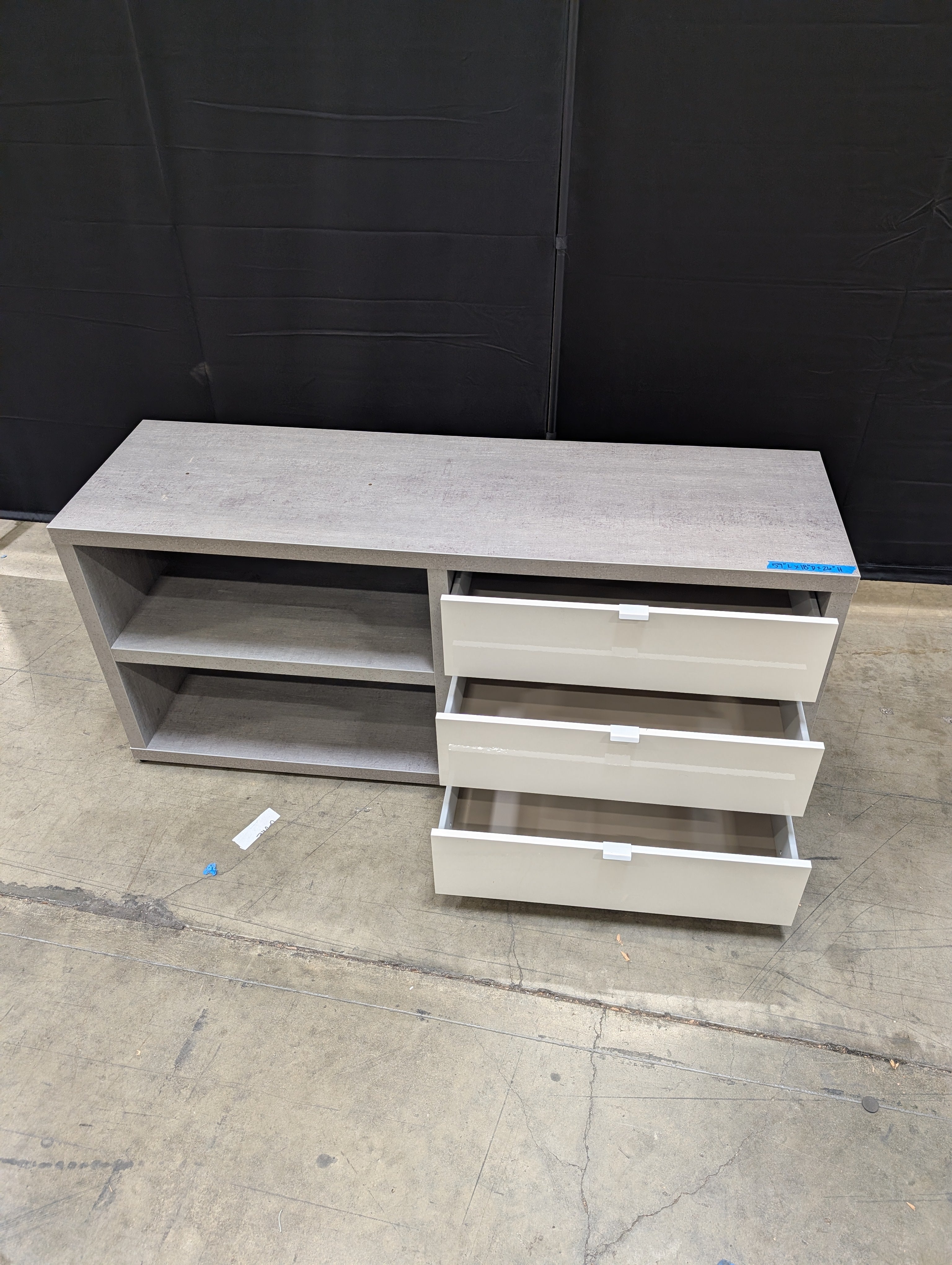 Modern Grey and Cream Three-Drawer TV Stand