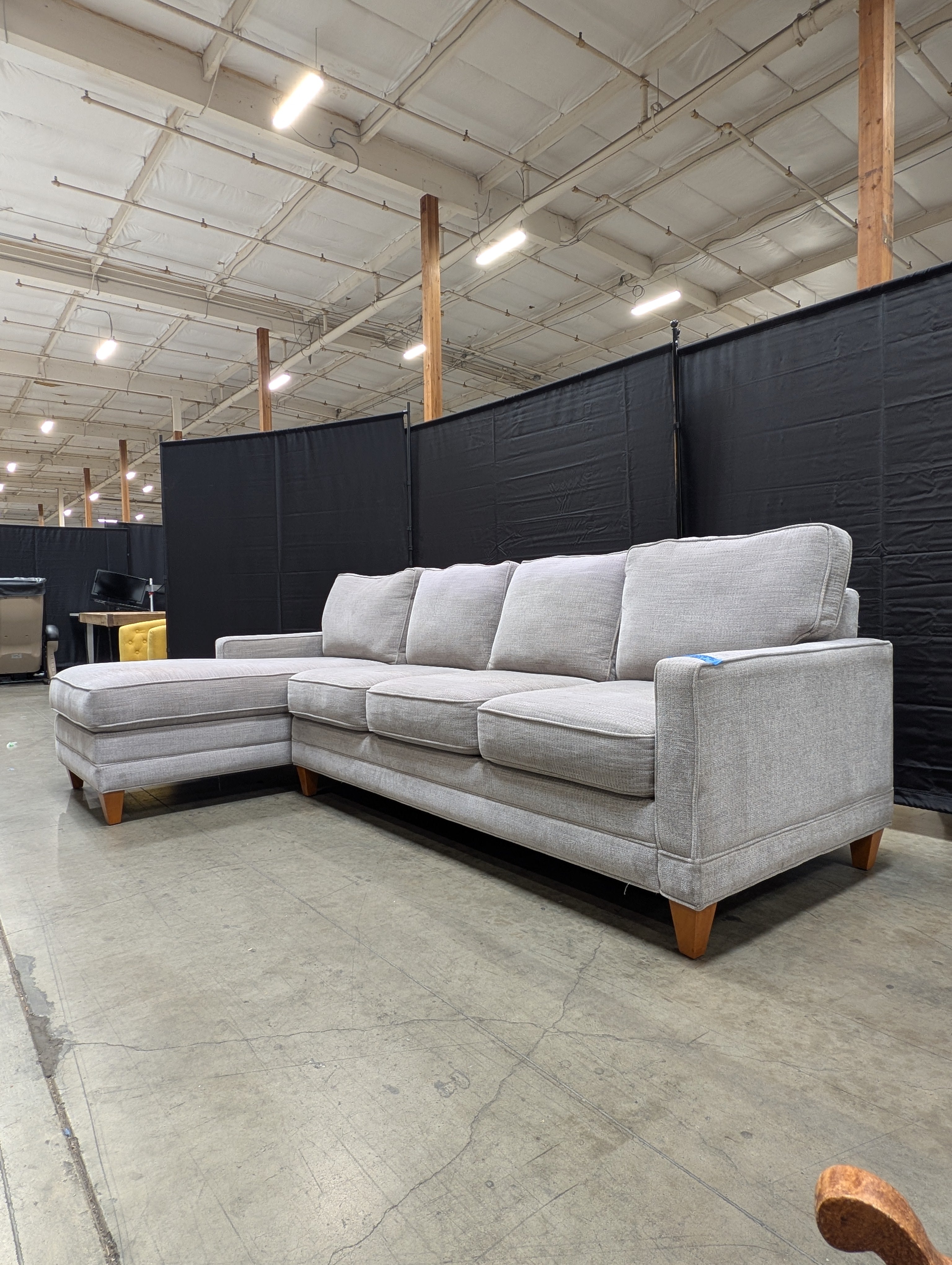 Contemporary Light Grey Fabric Sectional Sofa with Left Chaise