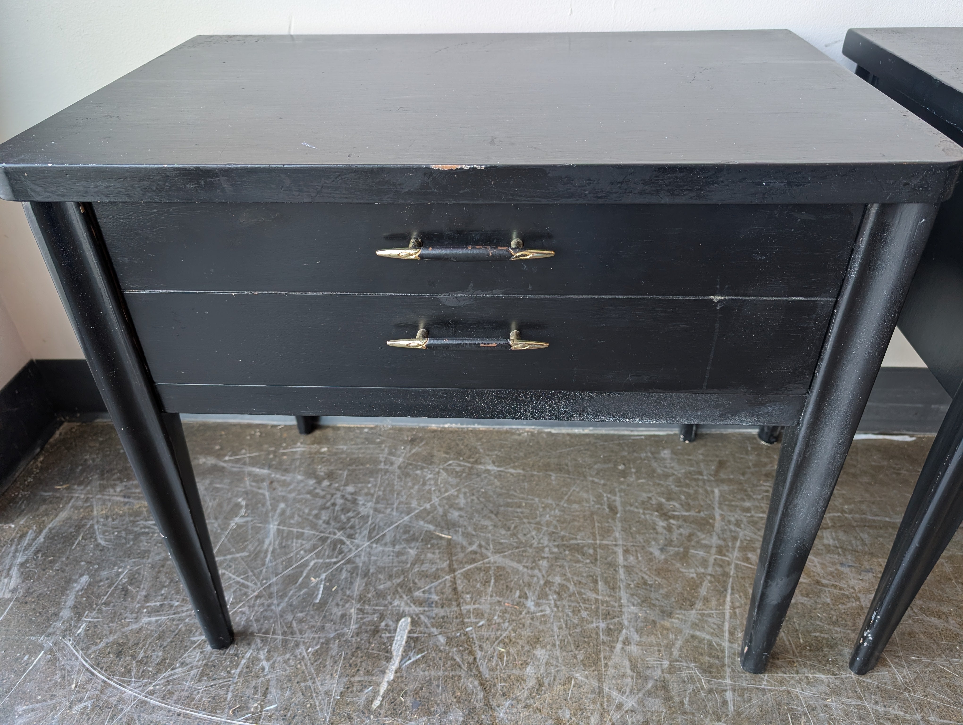Pair of Modern Black Wood End Table