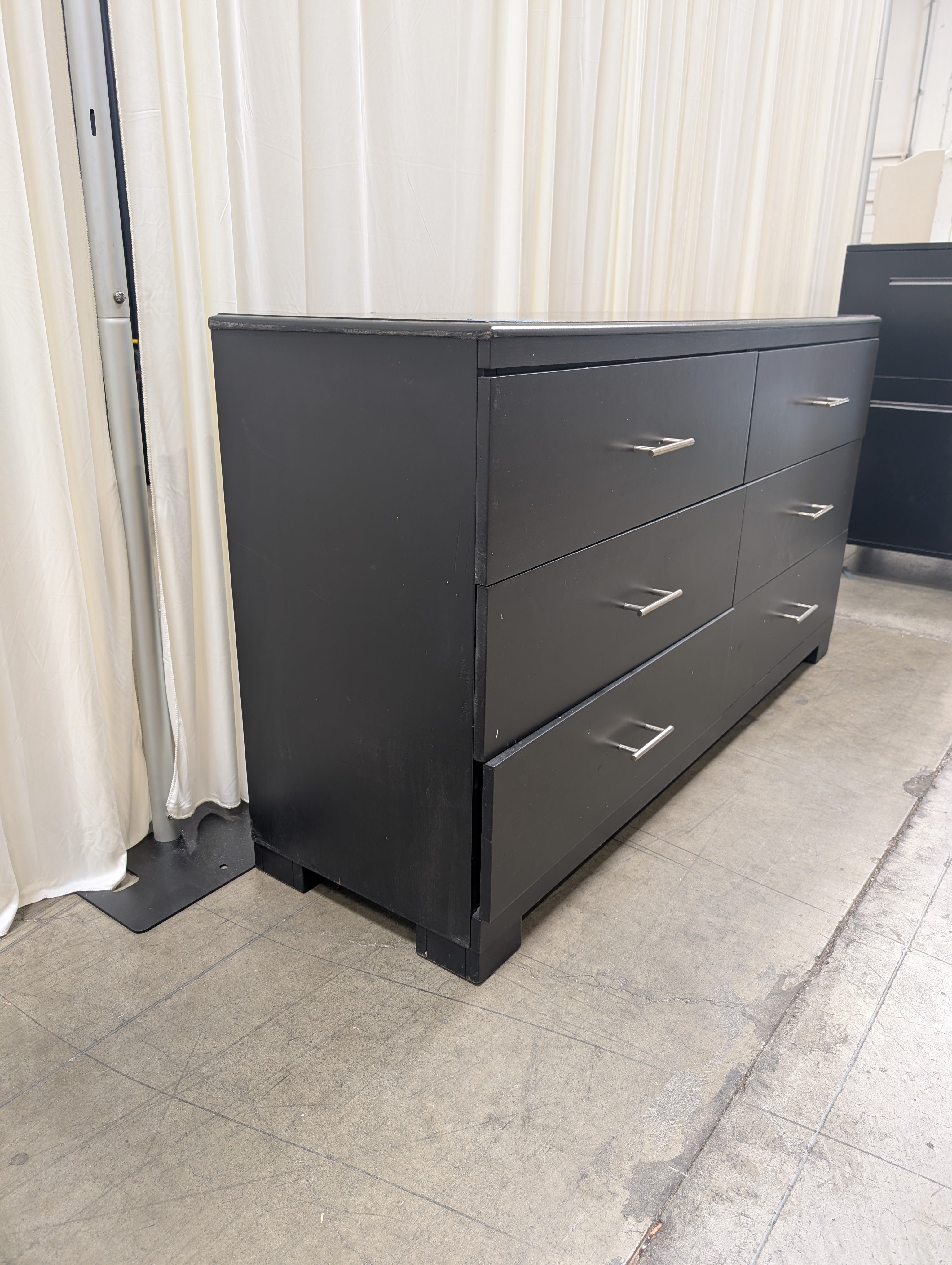 Matte Black Six-Drawer Dresser