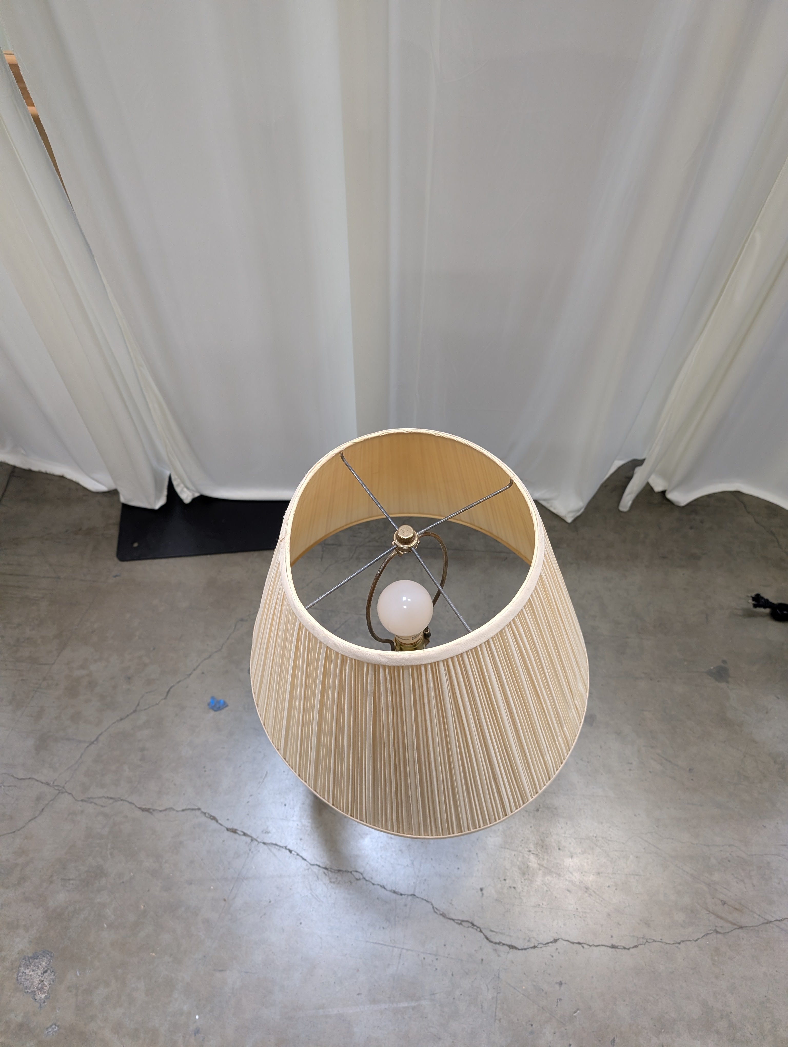 Polished Brass Baluster Table Lamp with Pleated Shade