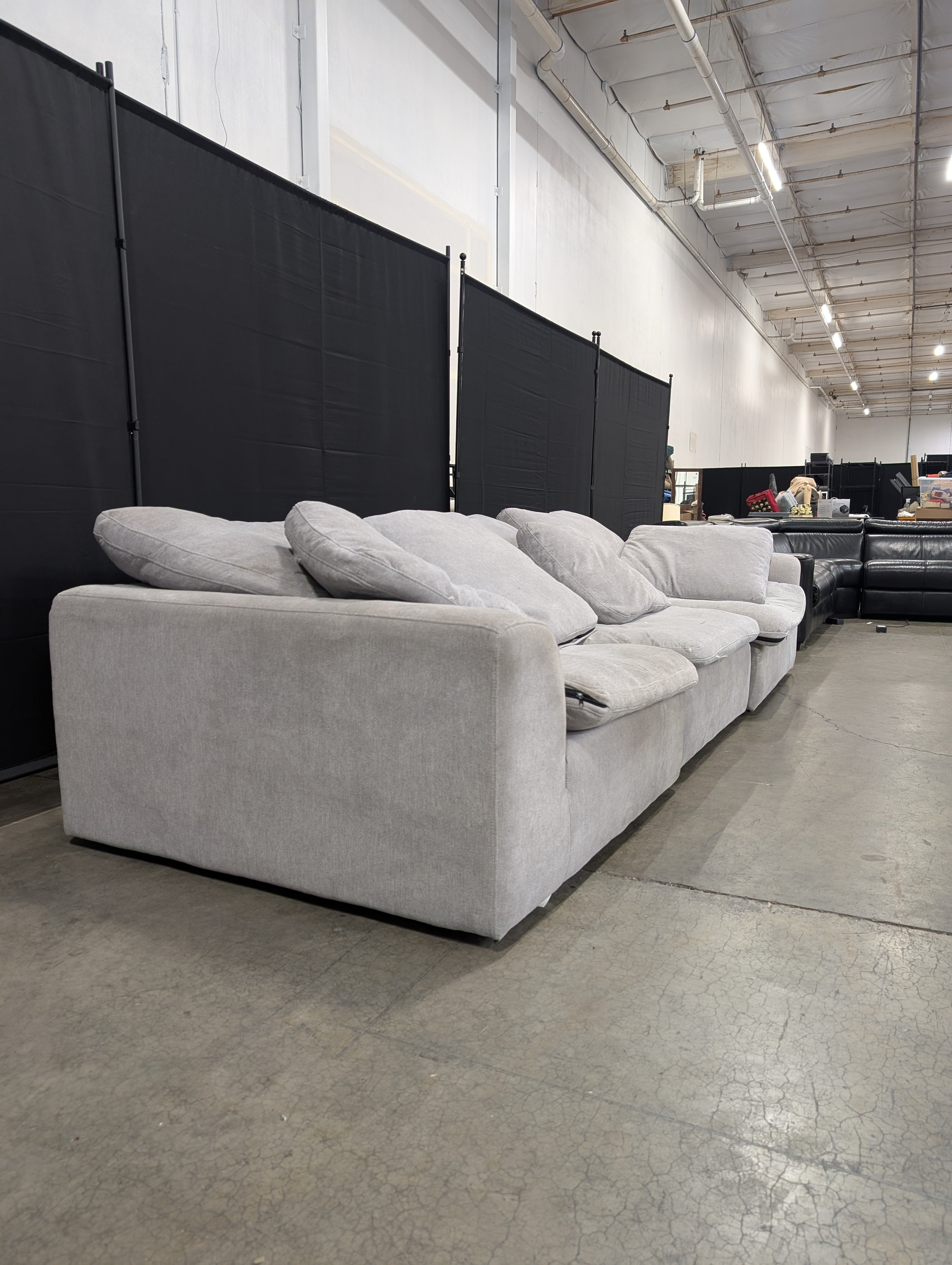 Modular Light Grey Fabric Sectional Sofa Set