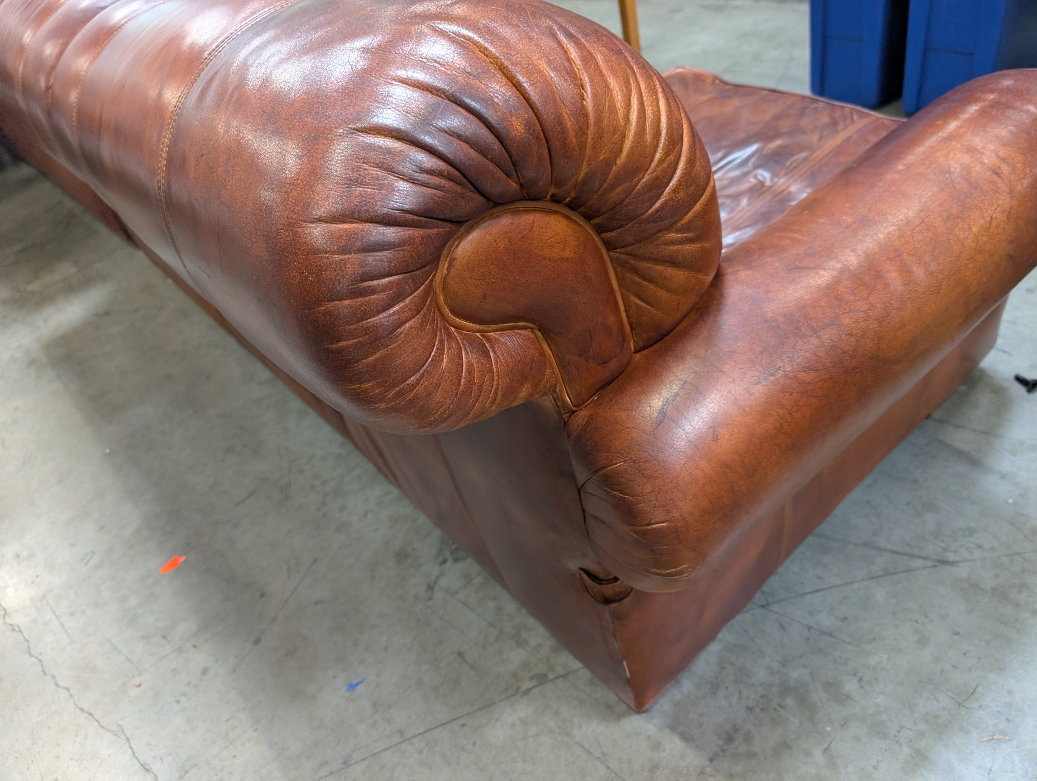Lauren Leather Co. Full-Grain Distressed Leather Sofa - Custom Made High End - Made in USA (2 Available)