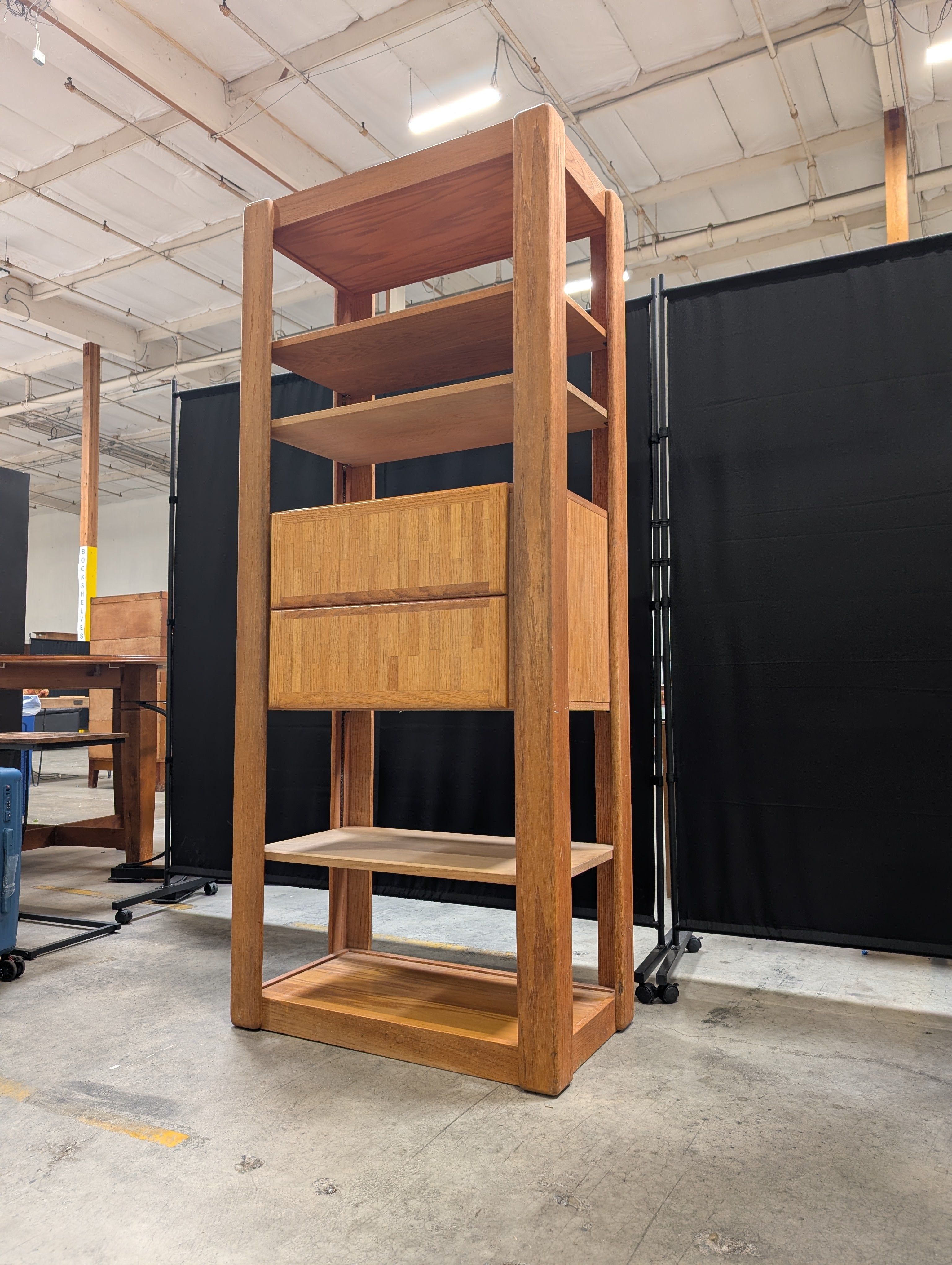 Versatile Timber Bookcase with Integrated Storage Drawers