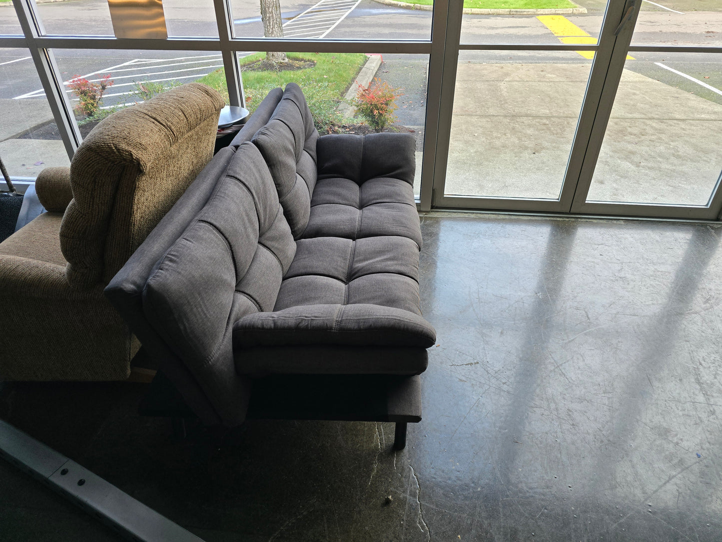 Grey Platform Loveseat