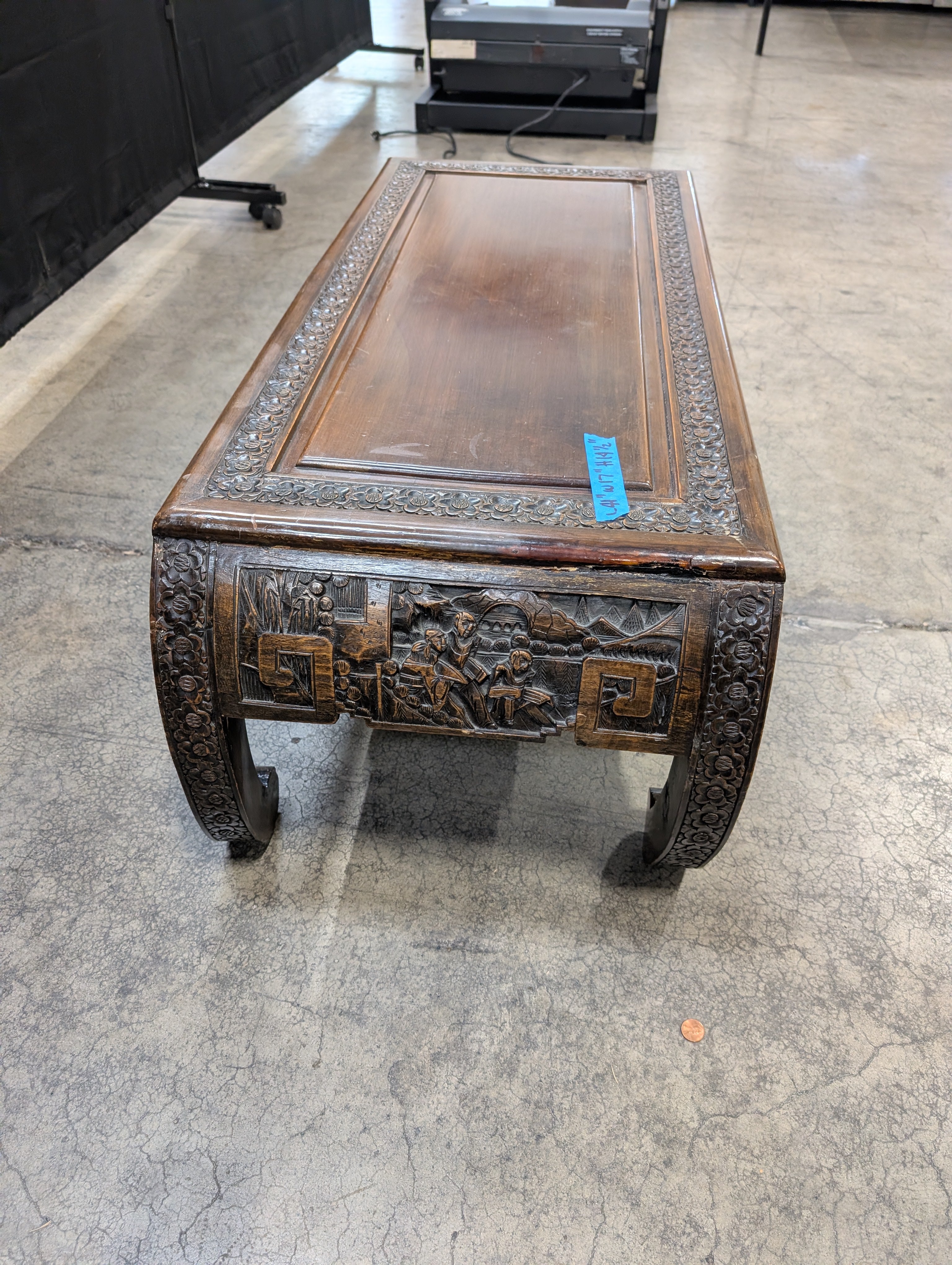 Ornate Asian Style Coffee Table in Dark Wood