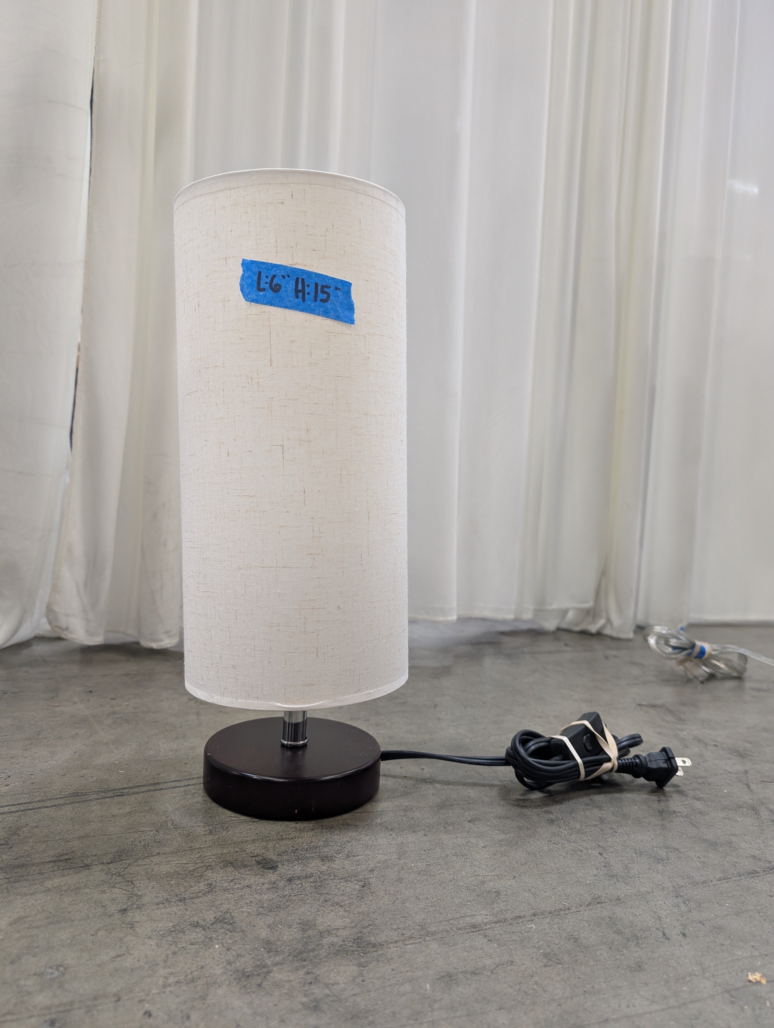 Cream Cylinder Floor Lamp in Textured Fabric