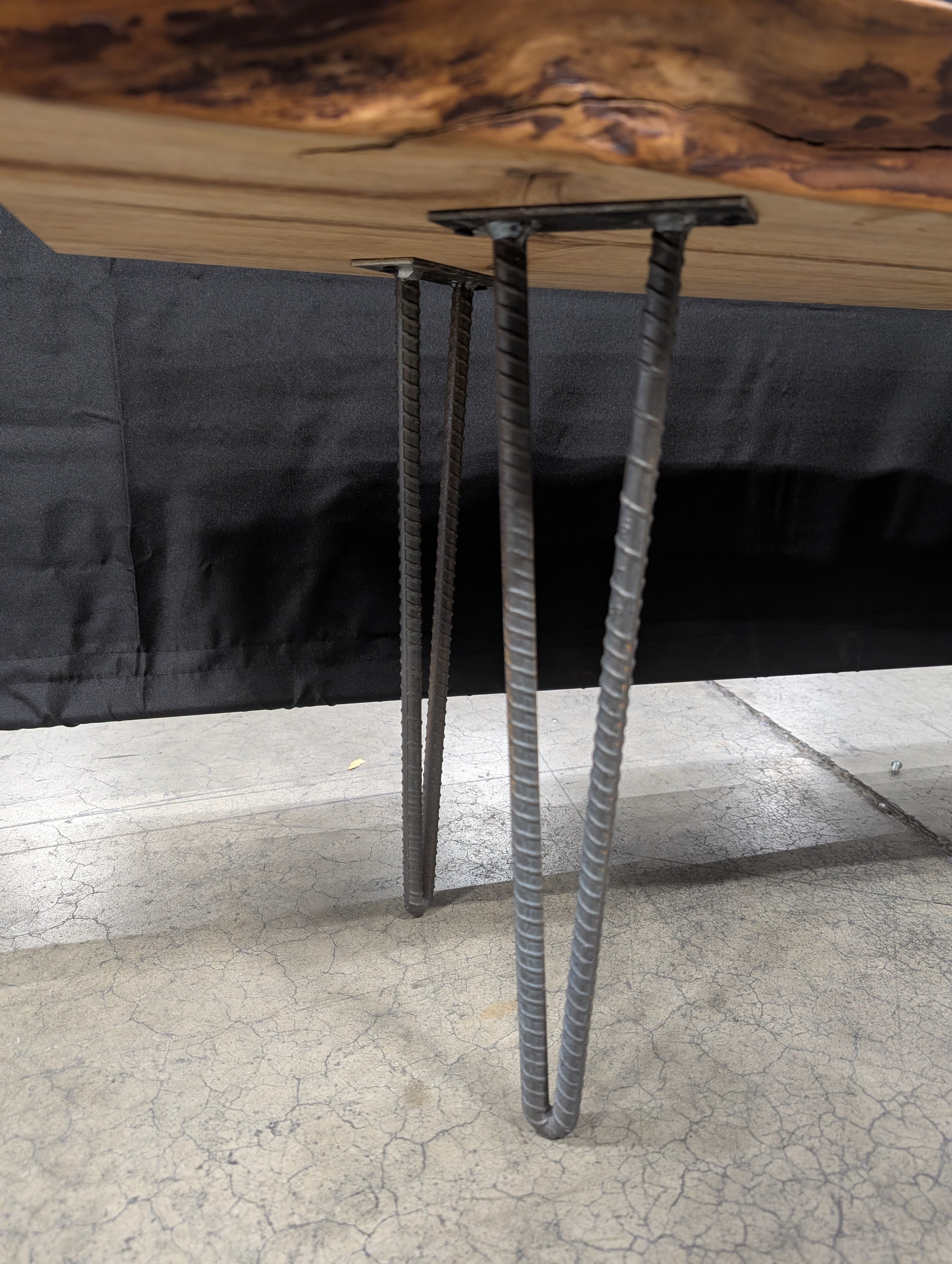 Rustic Live Edge Wood Slab Bench with Hairpin Legs