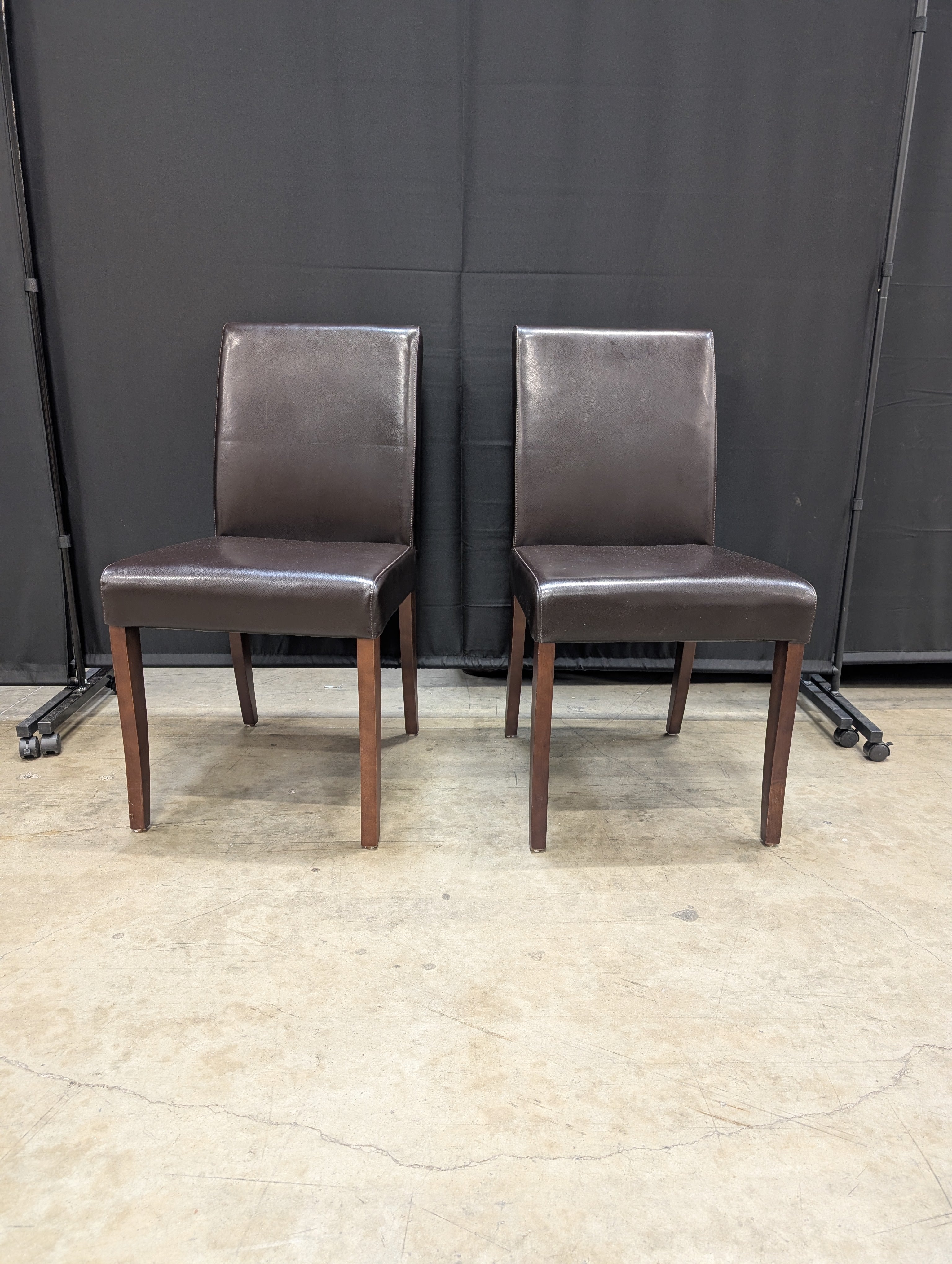 Pair of Brown Leather Jason Furniture Dining Chairs