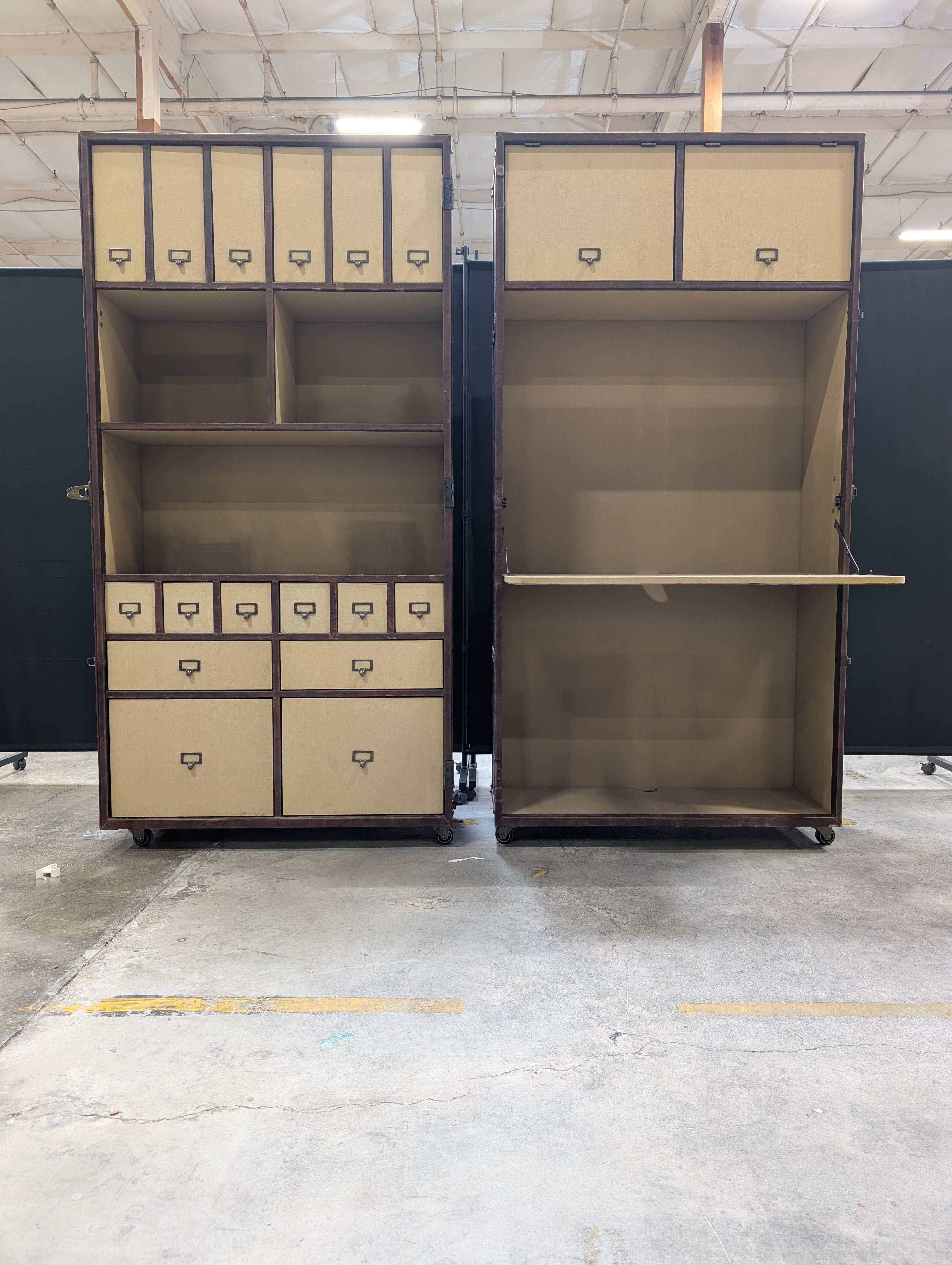 Vintage-Inspired Secretary Trunk Cabinet with Storage