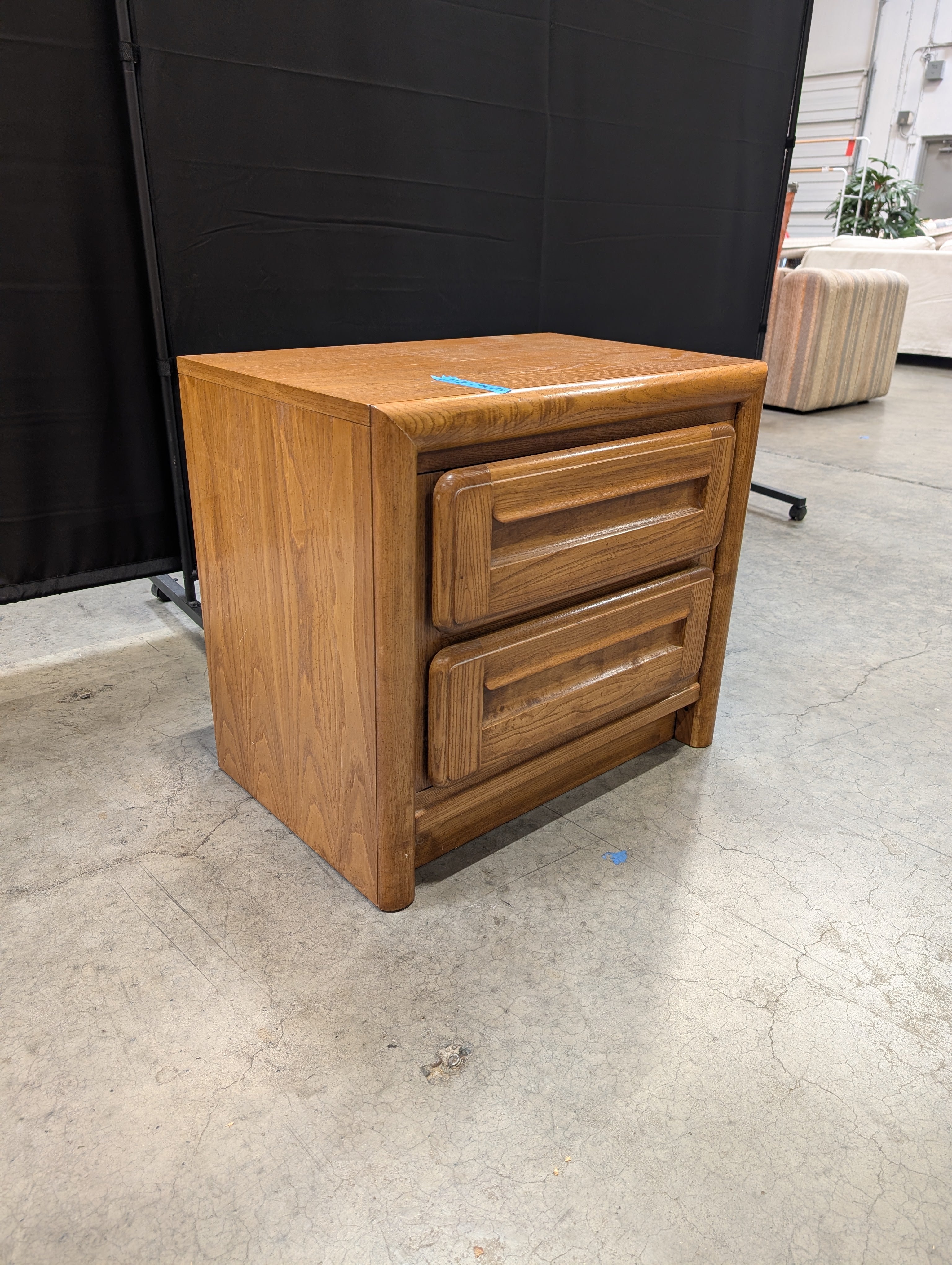 Oak Finish Dixie Two-Drawer Nightstand Bedside Table