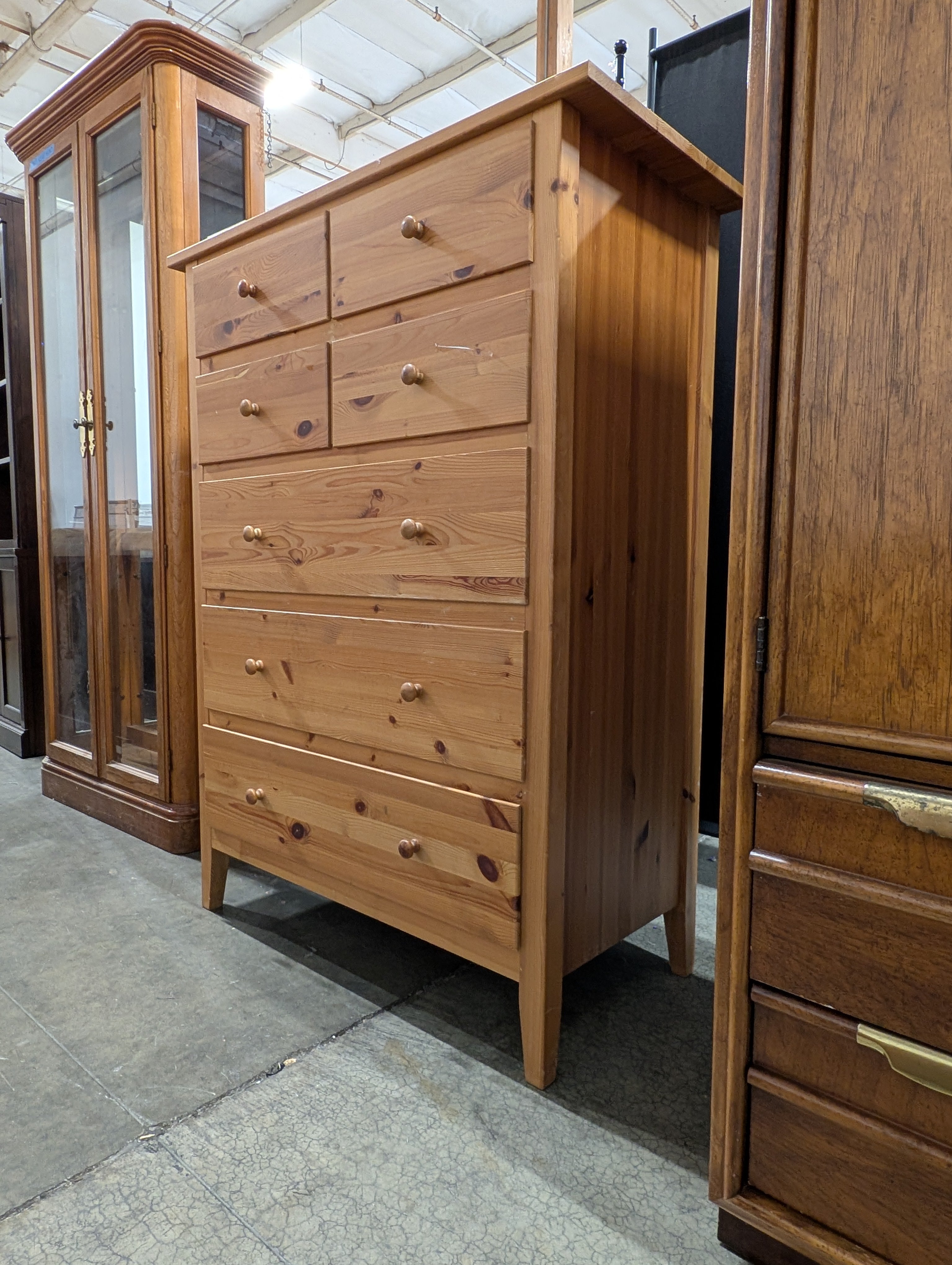 Rustic Pine Seven-Drawer Dresser