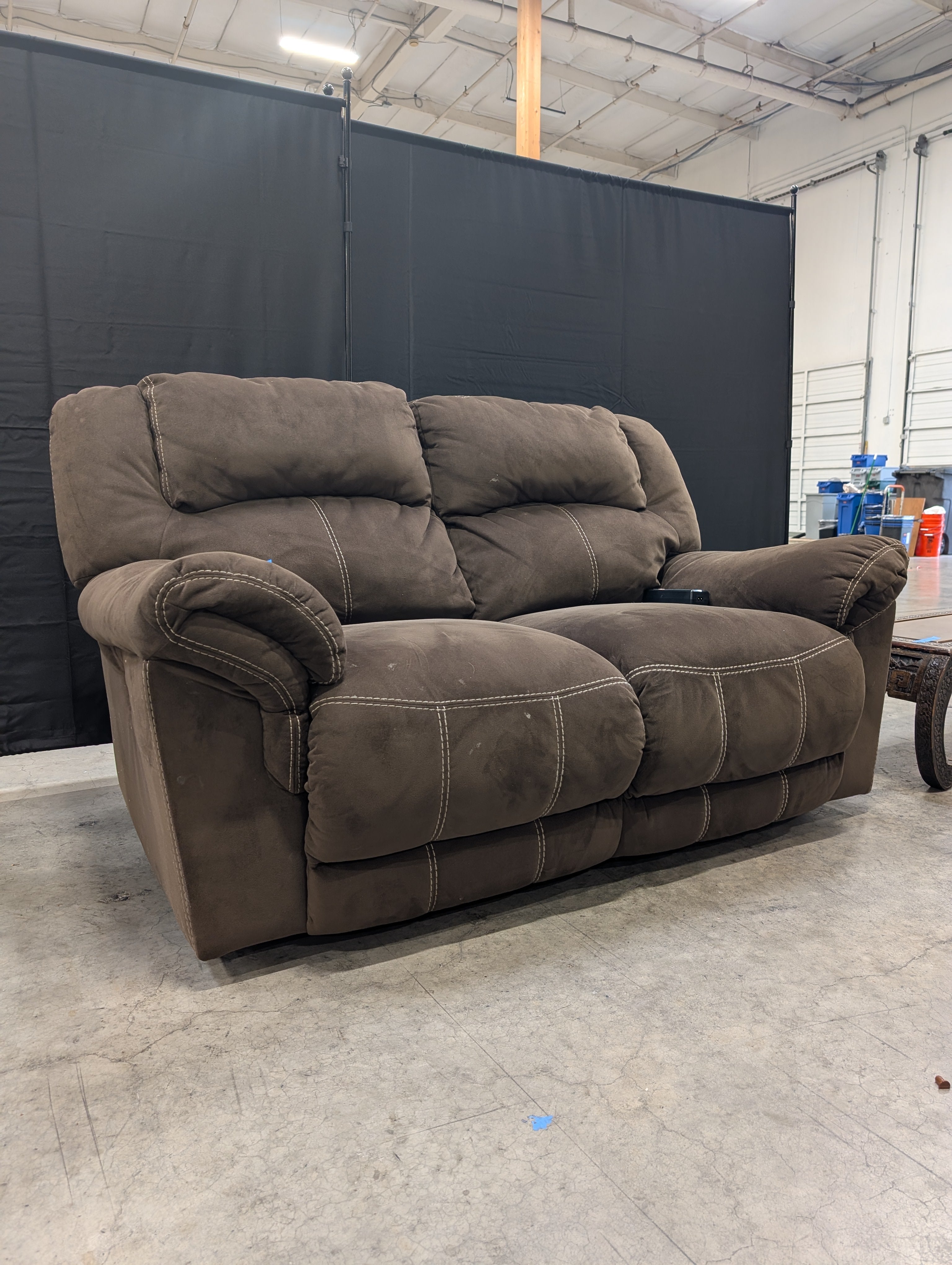 Brown Microfiber Reclining Loveseat