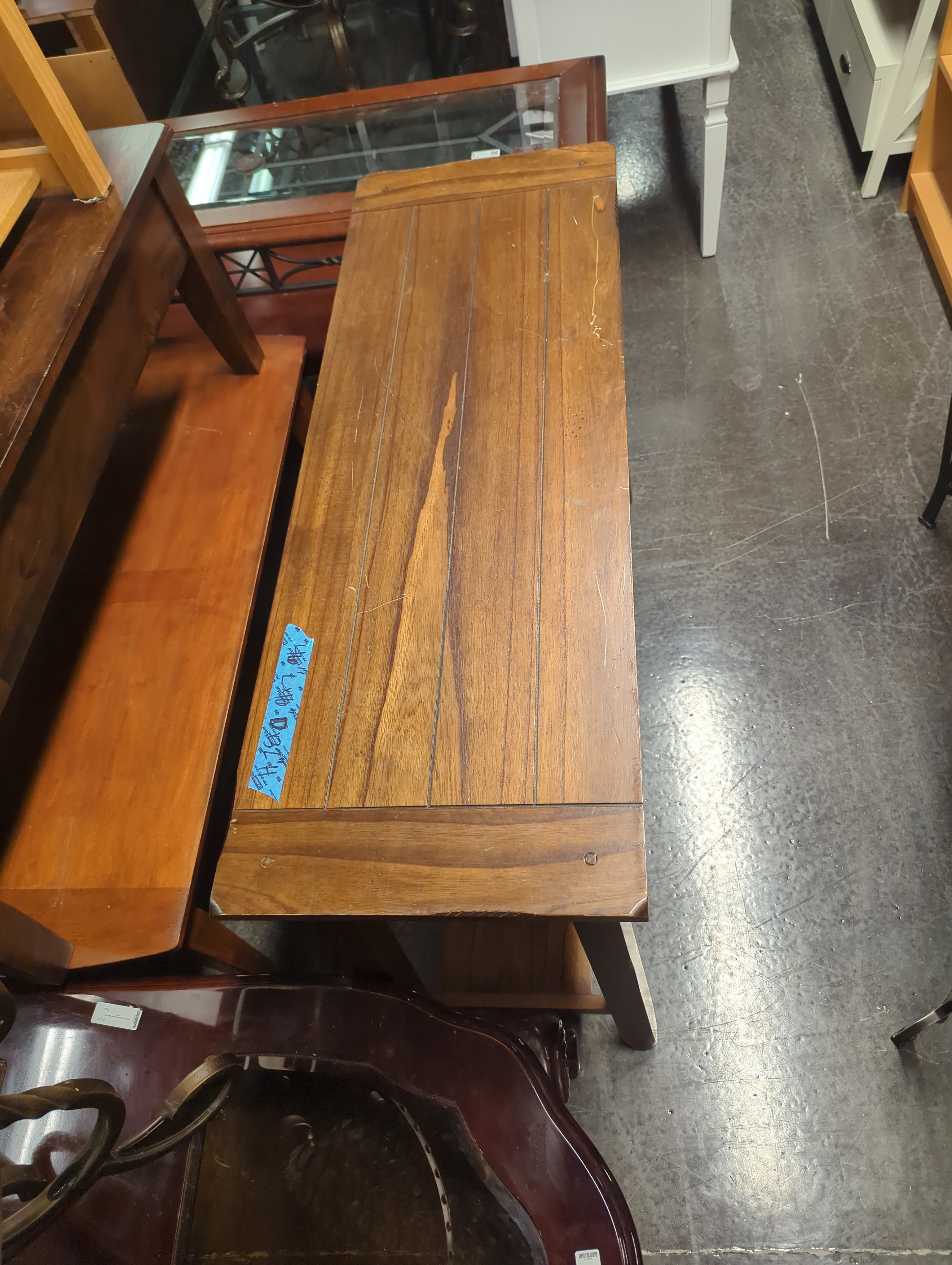 Rustic Brown Wood Console Table with Shelf