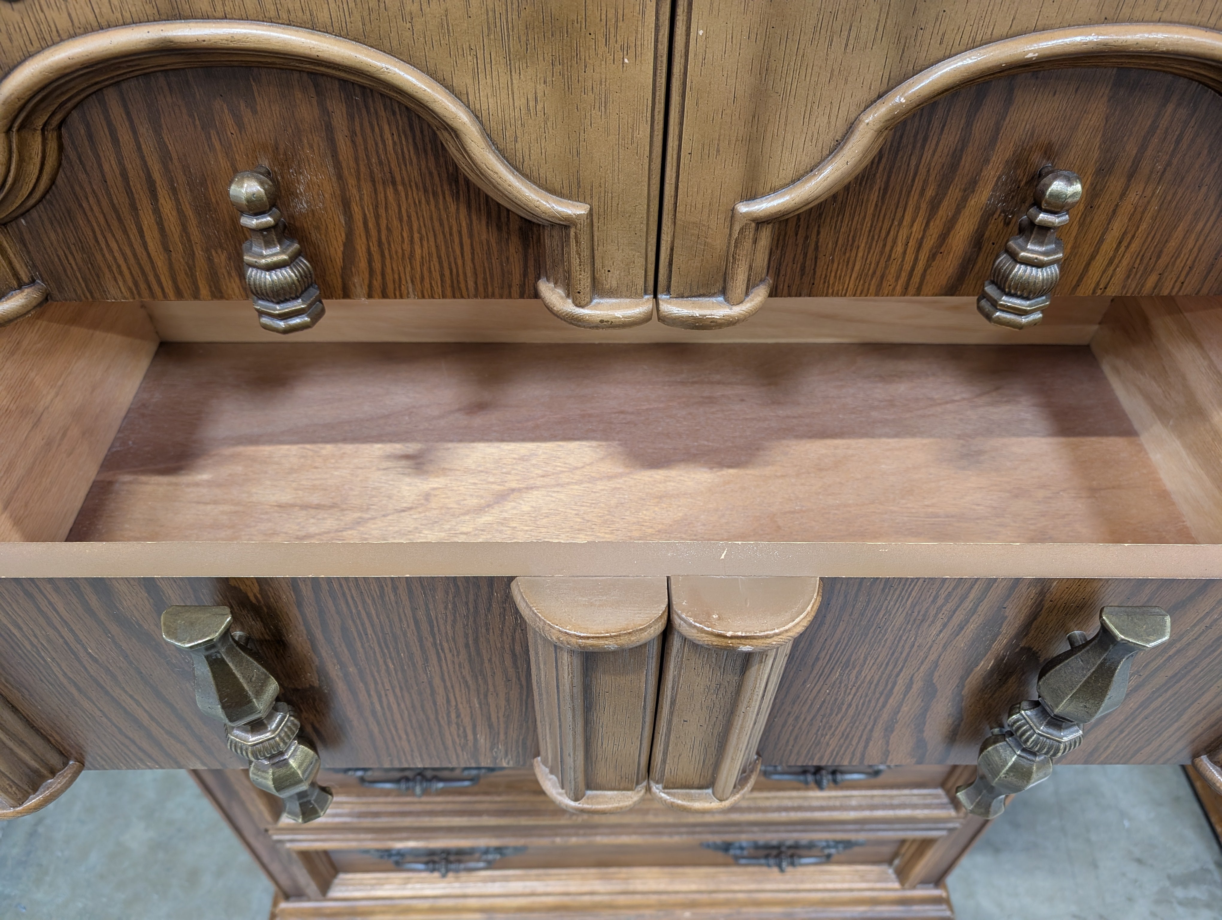 Bassett Furniture Armoire Drawers with Ornate Hardware