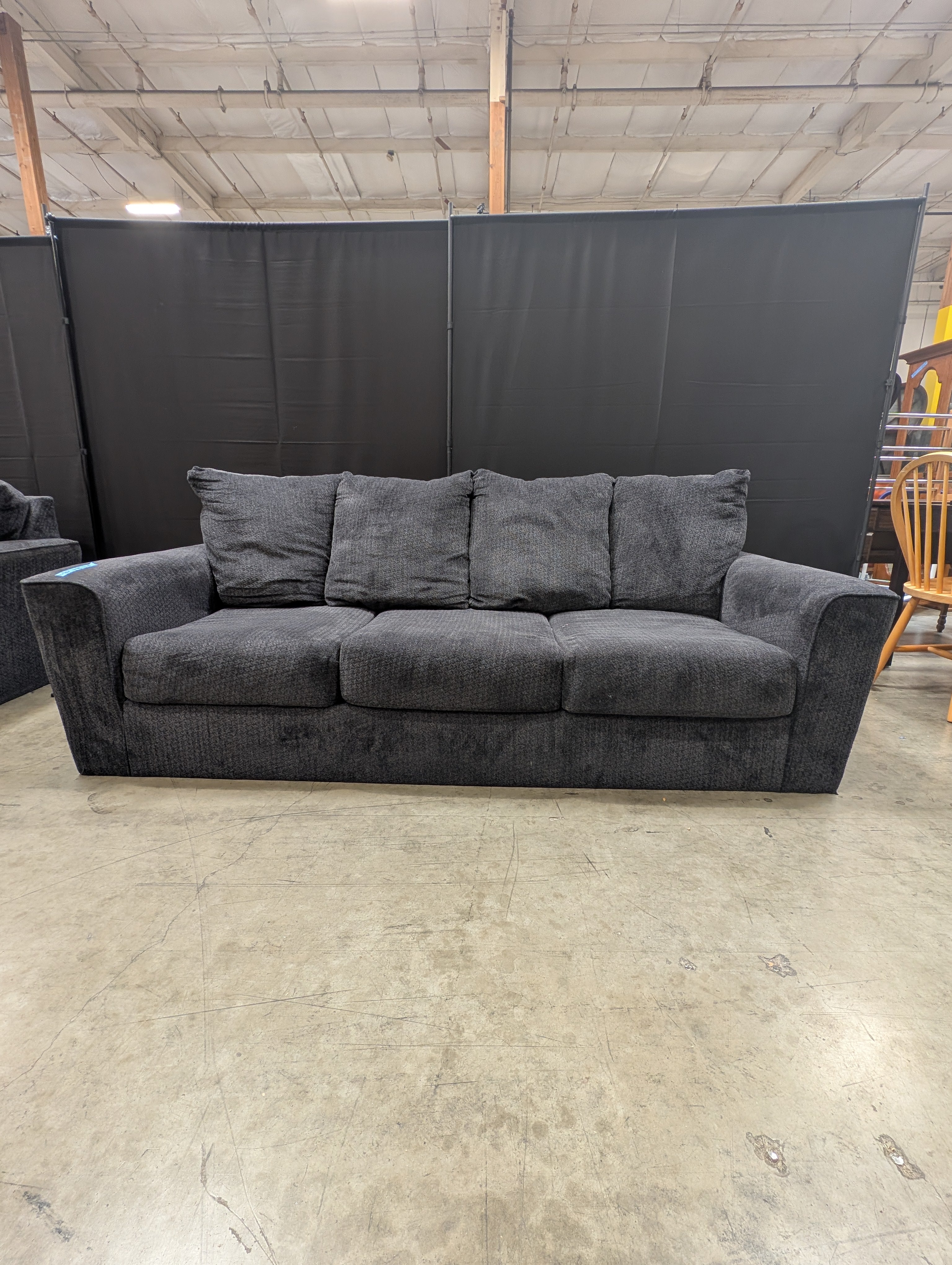 Contemporary Dark Grey Fabric Ashley Furniture Sofa Used