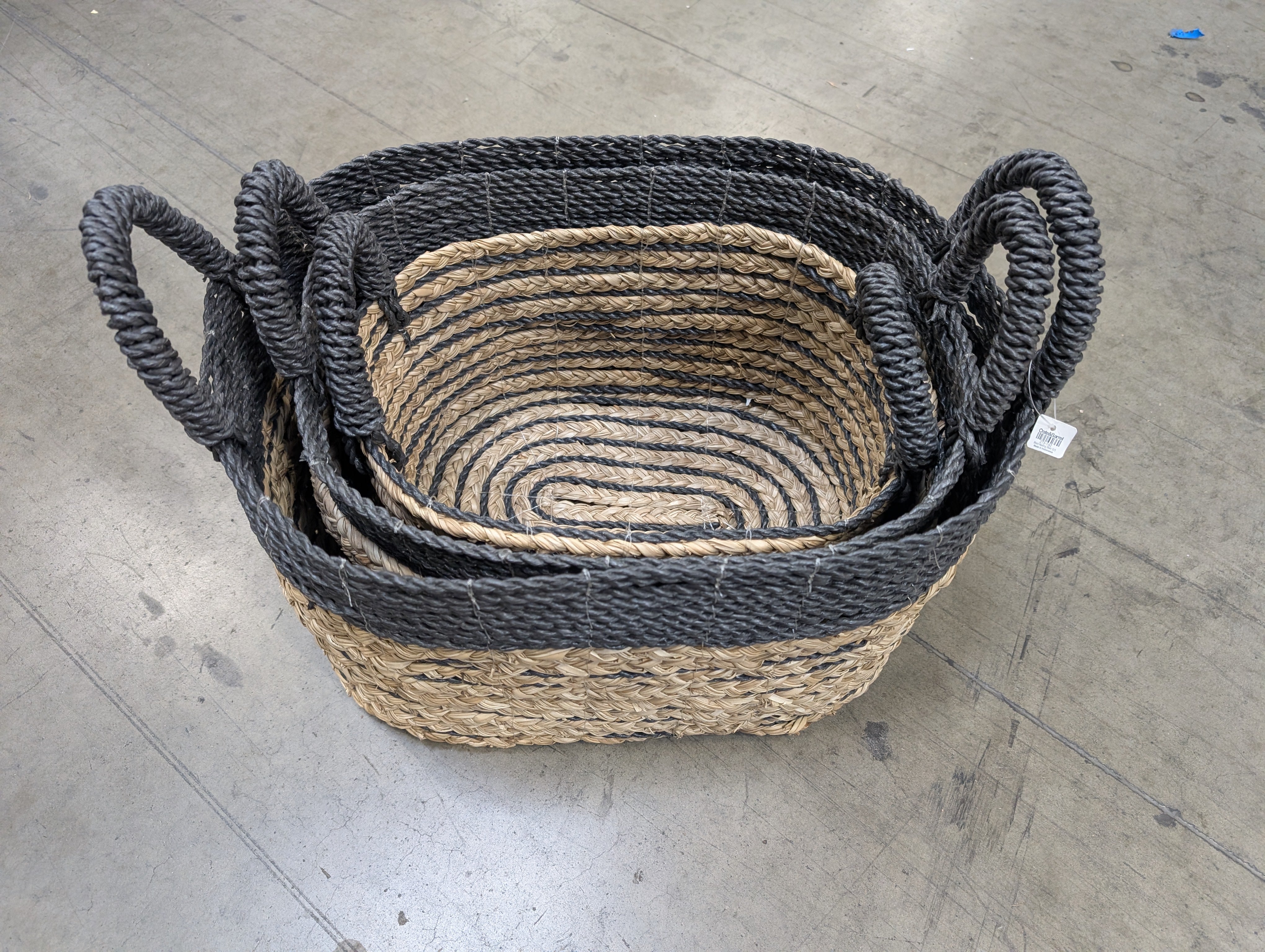 Two-Tone Woven Crate&Barrel Baskets Set of Three