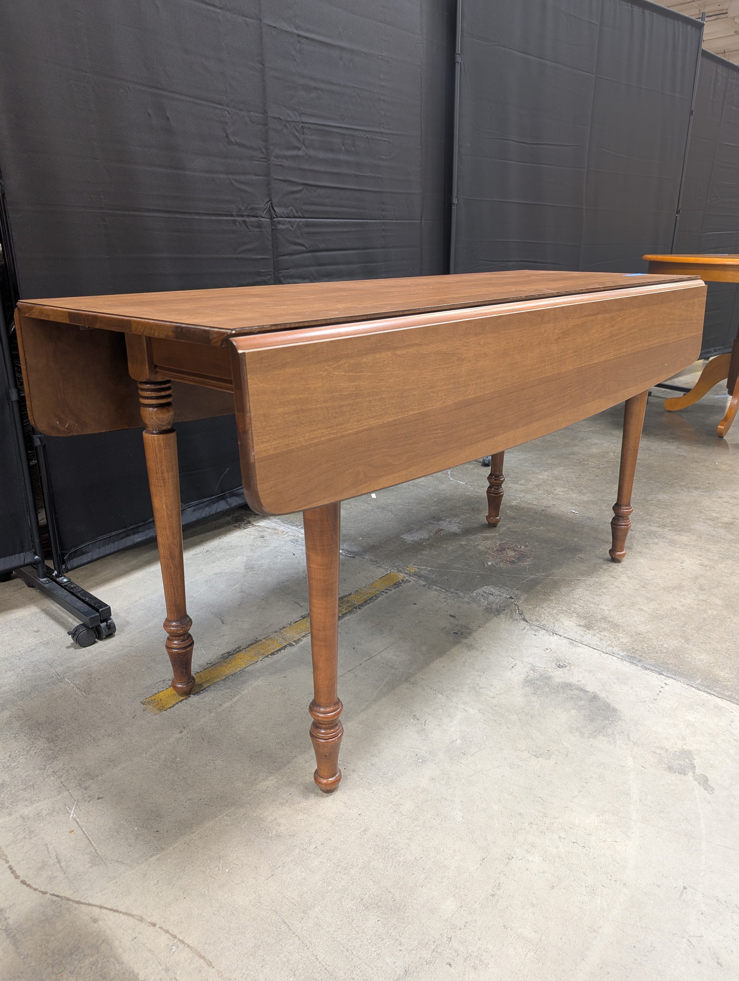 Solid Wood Drop-Top Table with Turned Legs