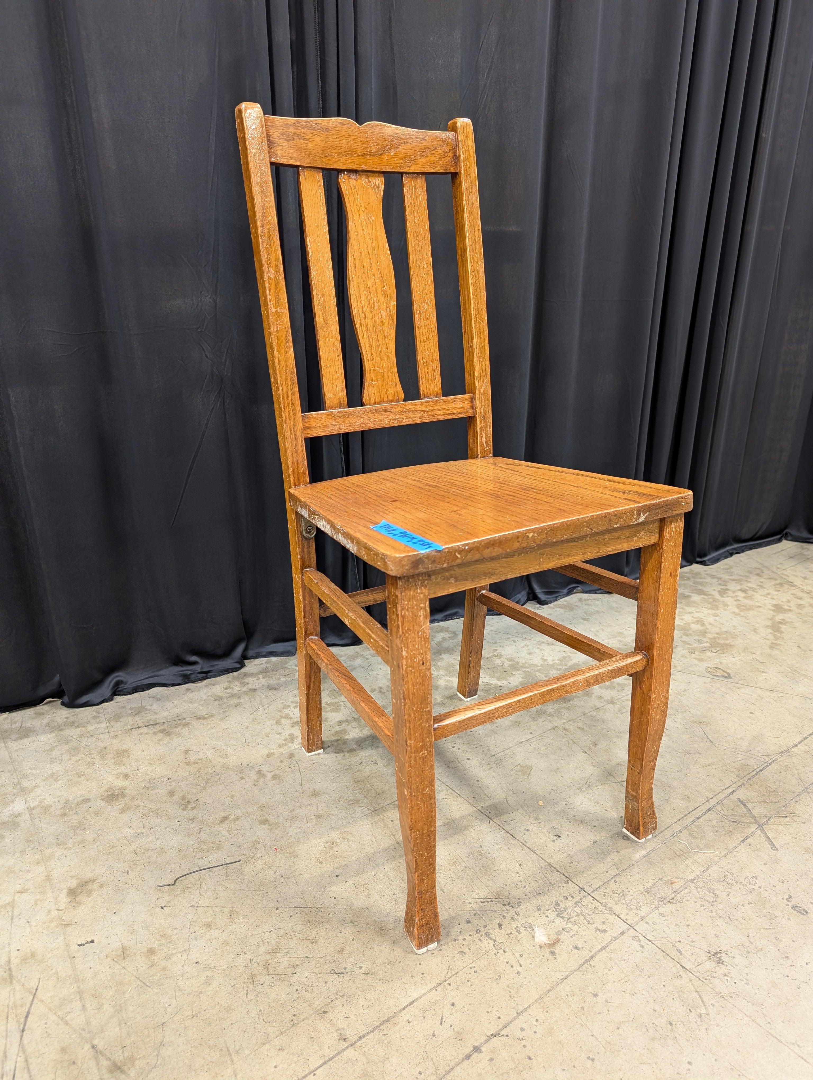 Vintage Style Brown Wood Side Chair with Carved Backrest