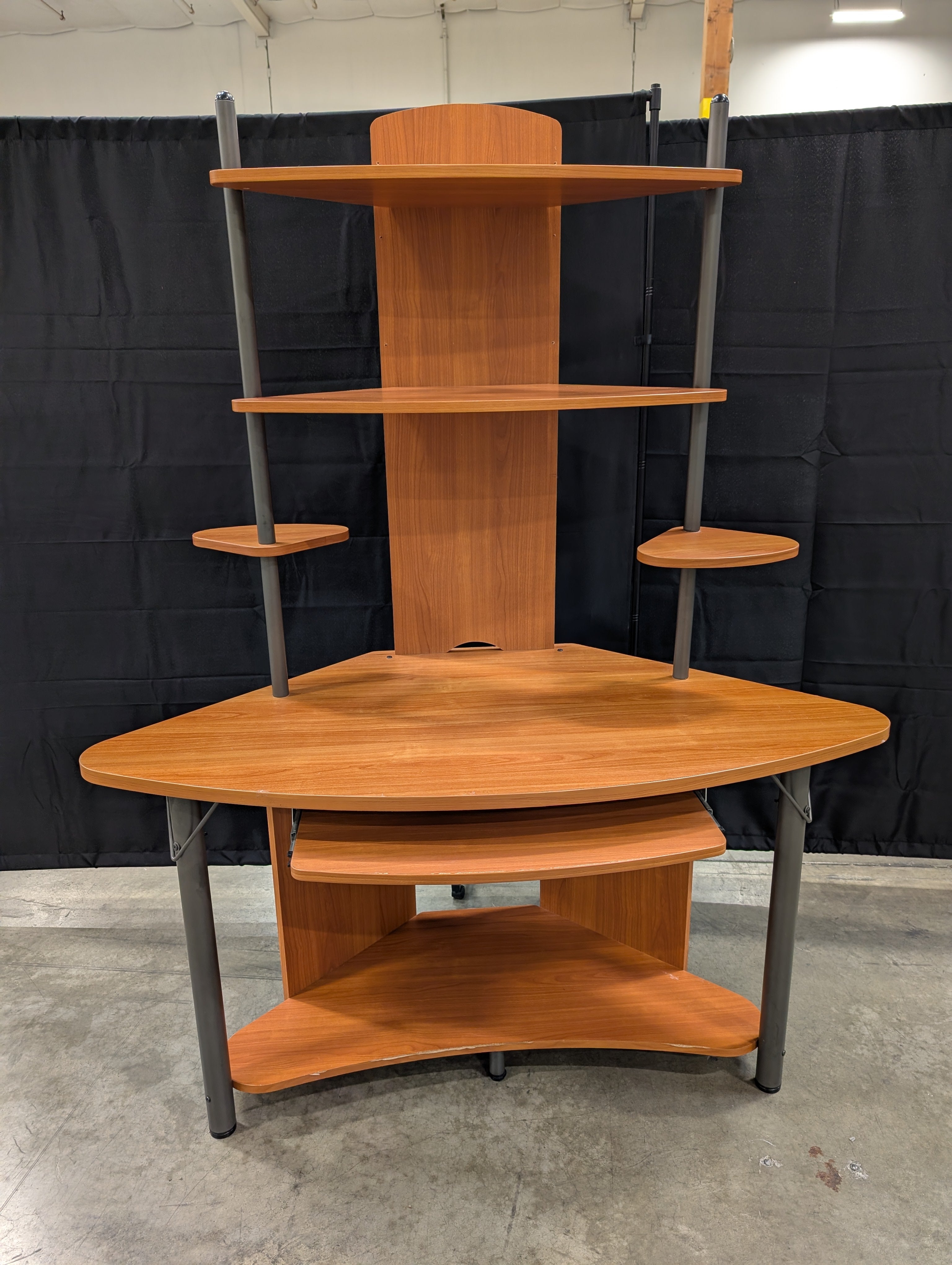 Contemporary Multi-Level Workstation with Integrated Shelving