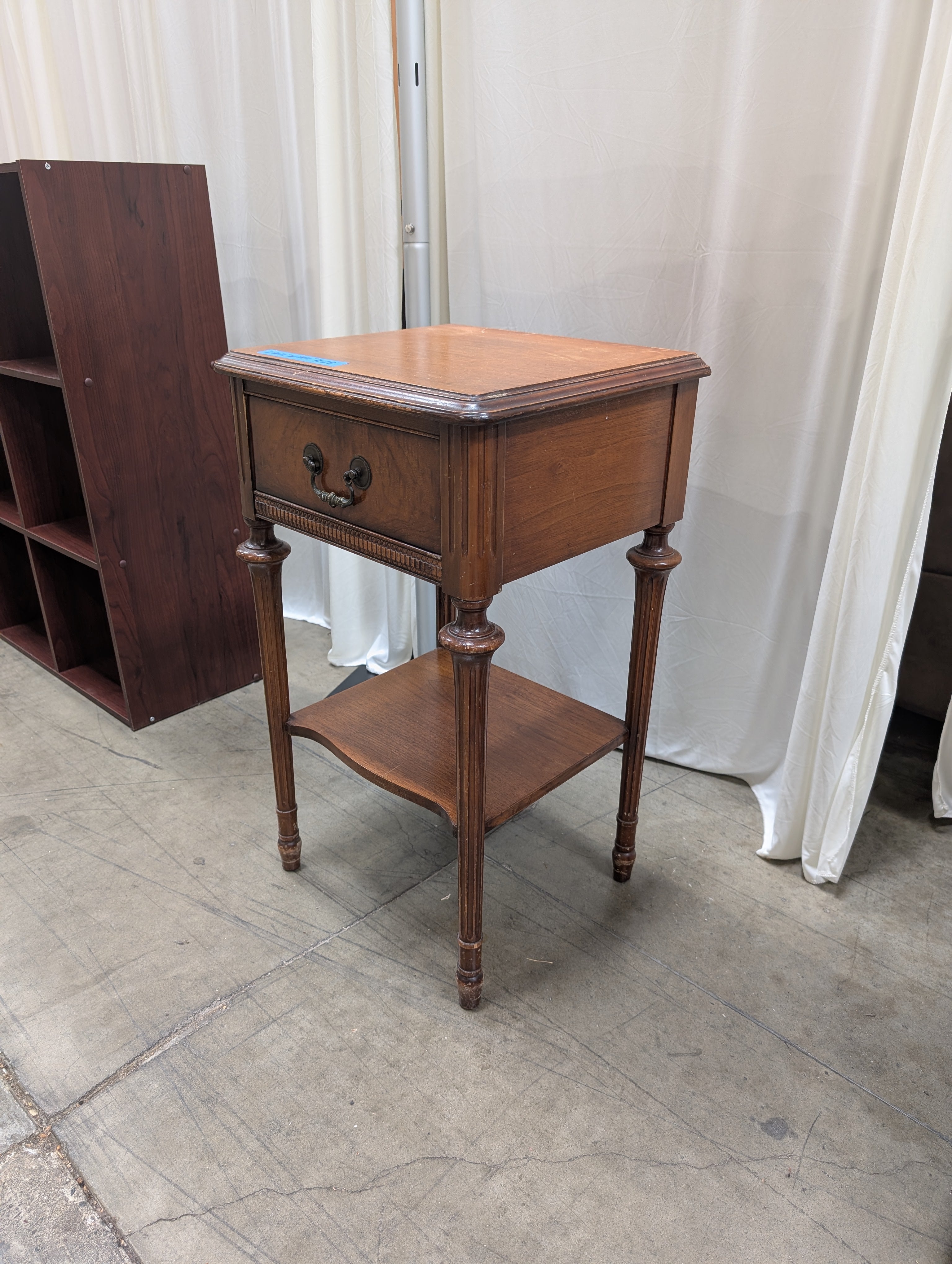 Vintage Single-Drawer Nightstand in Dark Wood