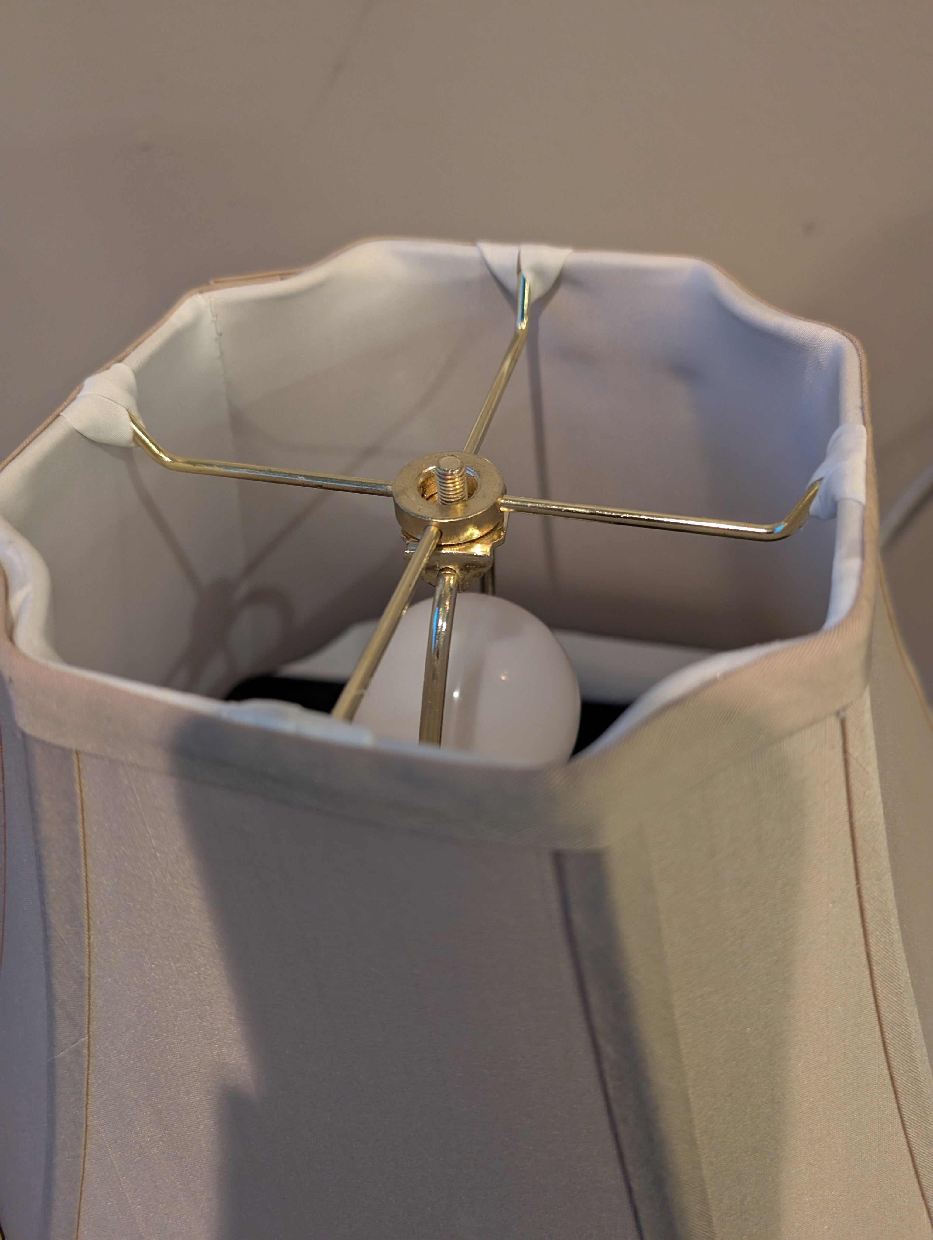 Ornate Bronze Finish Table Lamp with Tapered Fabric Shade