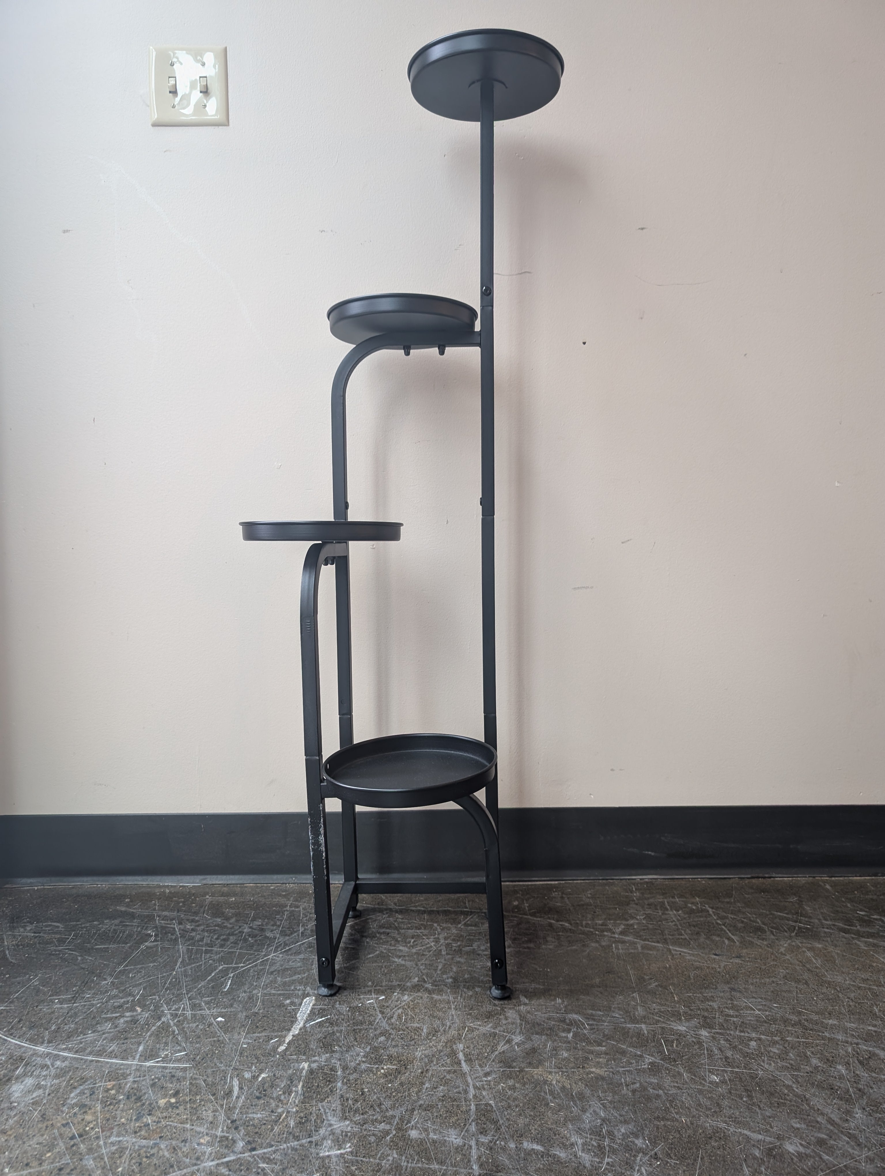 Modern Black Metal Three-Tiered Plant Display Stand