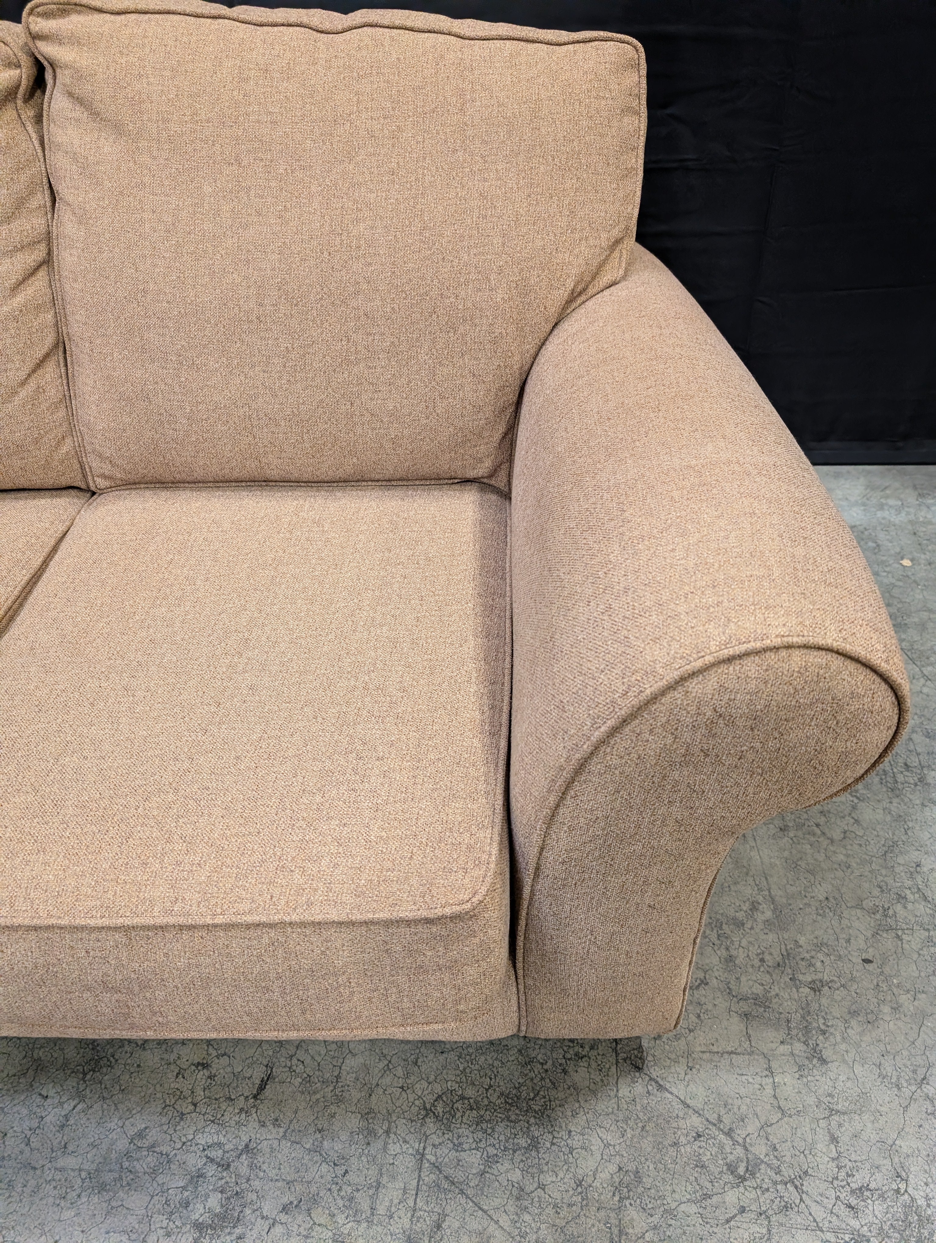 Thomasville Neutral Fabric Two-Seater Sofa with Rolled Arms