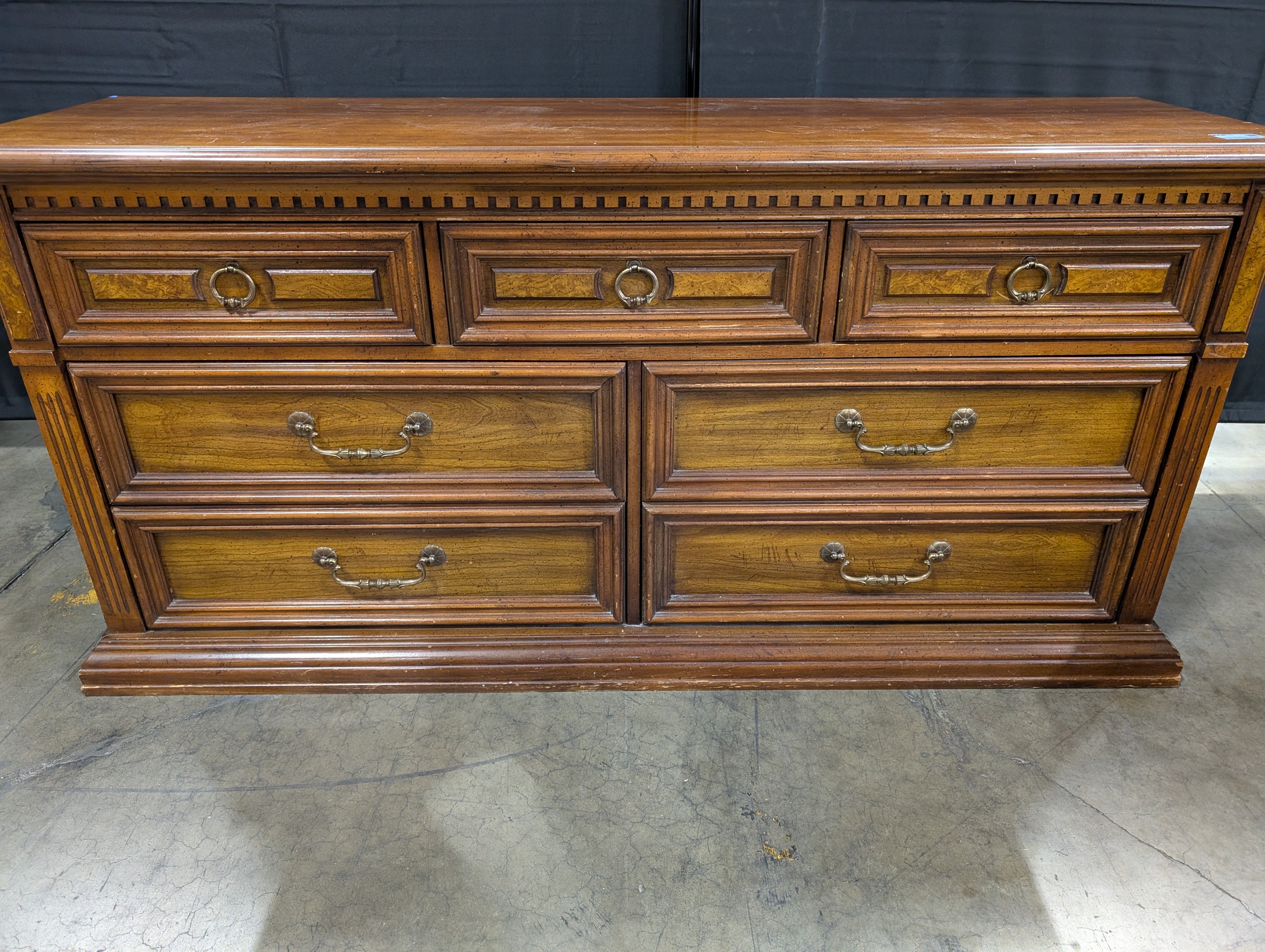 Traditional Dark Wood Seven-Drawer Dresser (NO MIRROR)