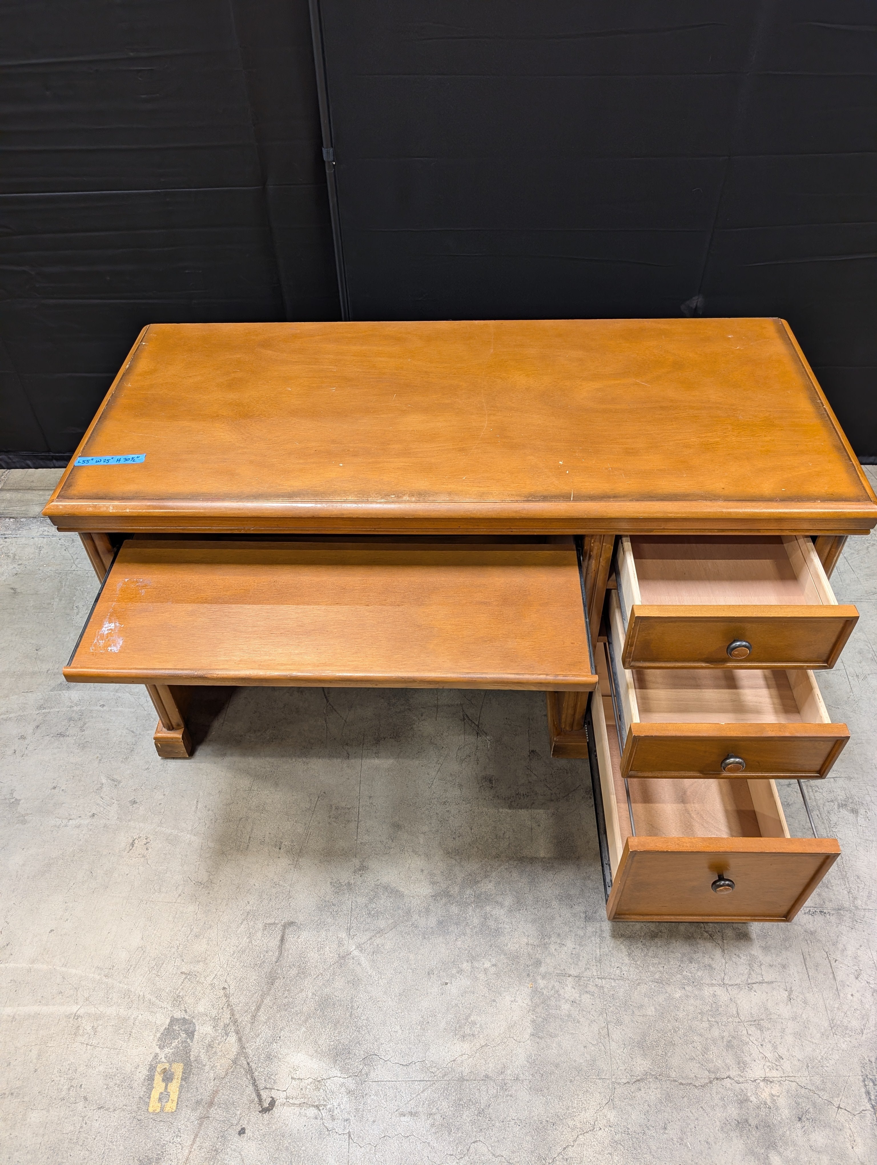 Martin Furniture Classic Brown Wood Office Desk with Three Storage Drawers