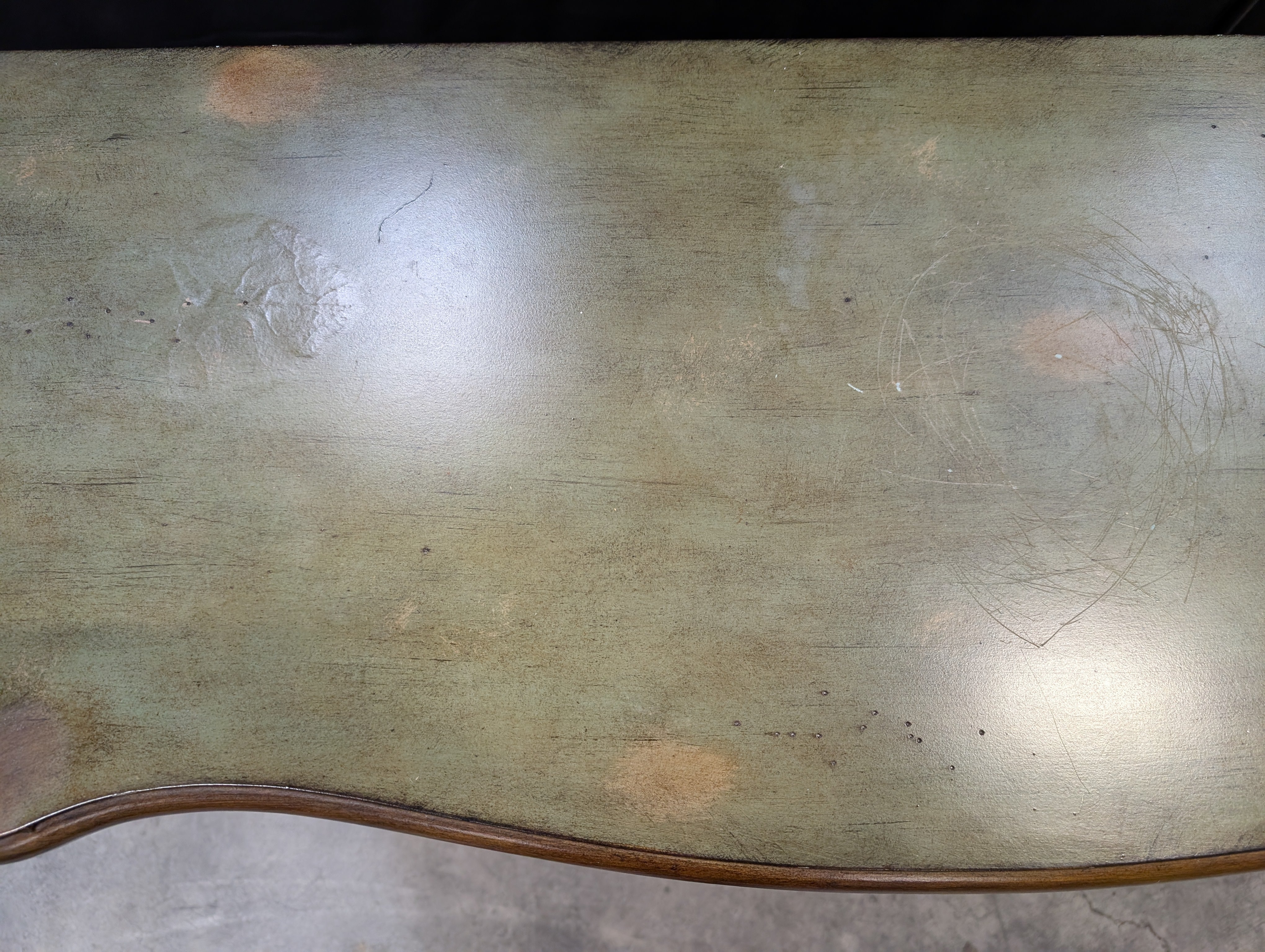 Distressed Green Wood Console Table with Single Drawer