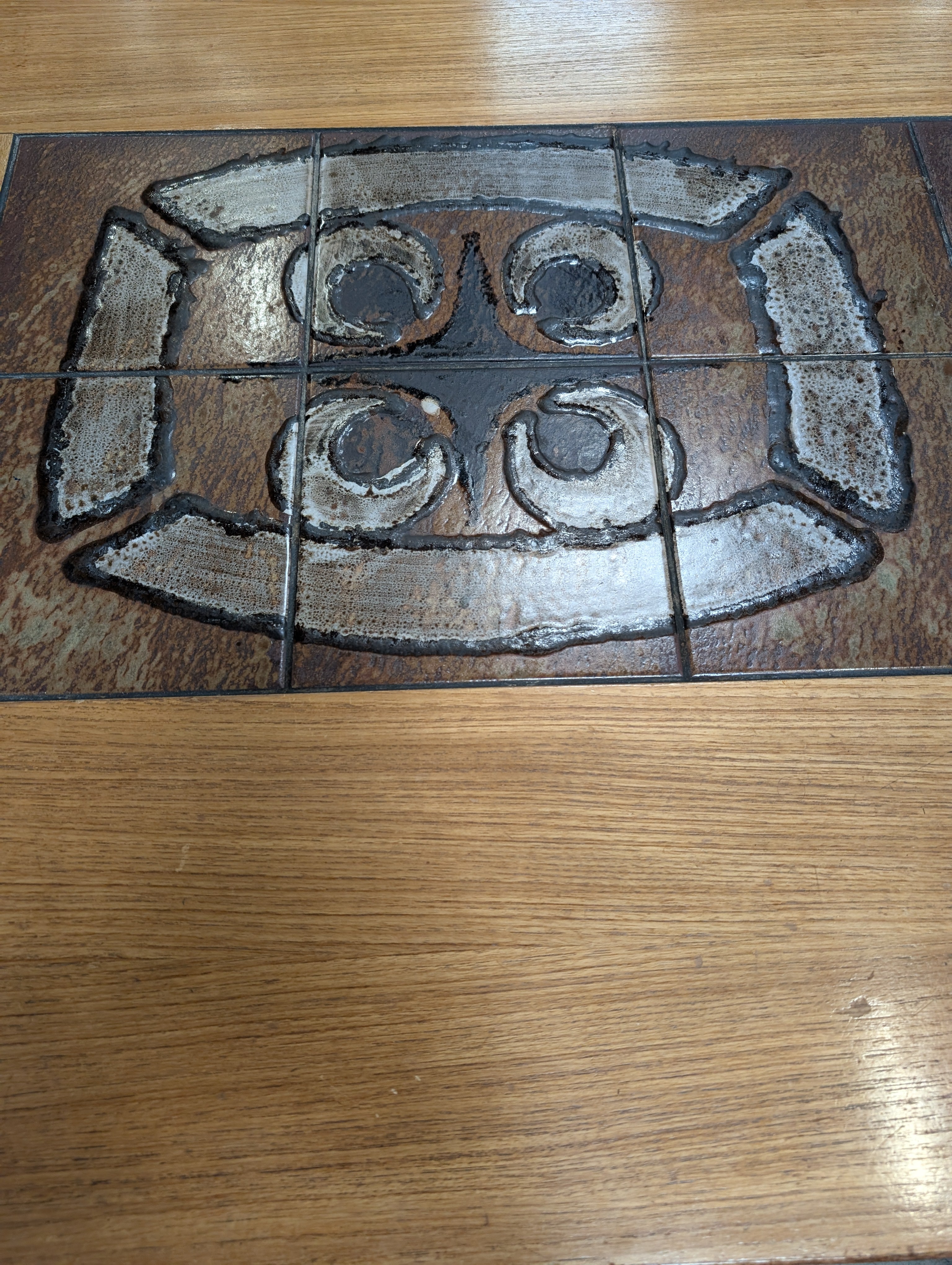 Rectangular Wood Conference Table with Integrated Extron Power Cubby and Tile Inlays