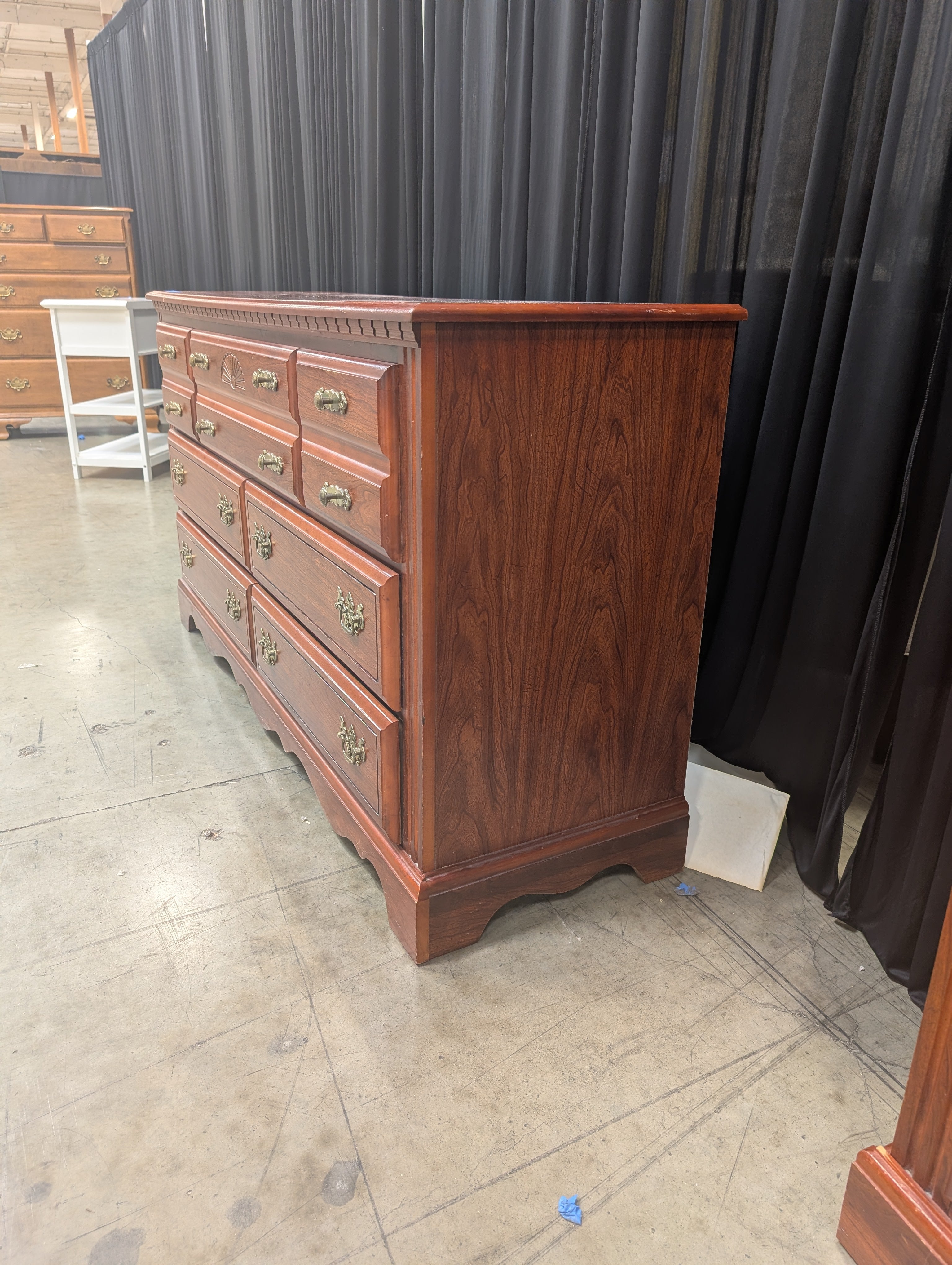 Traditional Broyhill Cherry Wood Dresser with Brass Hardware