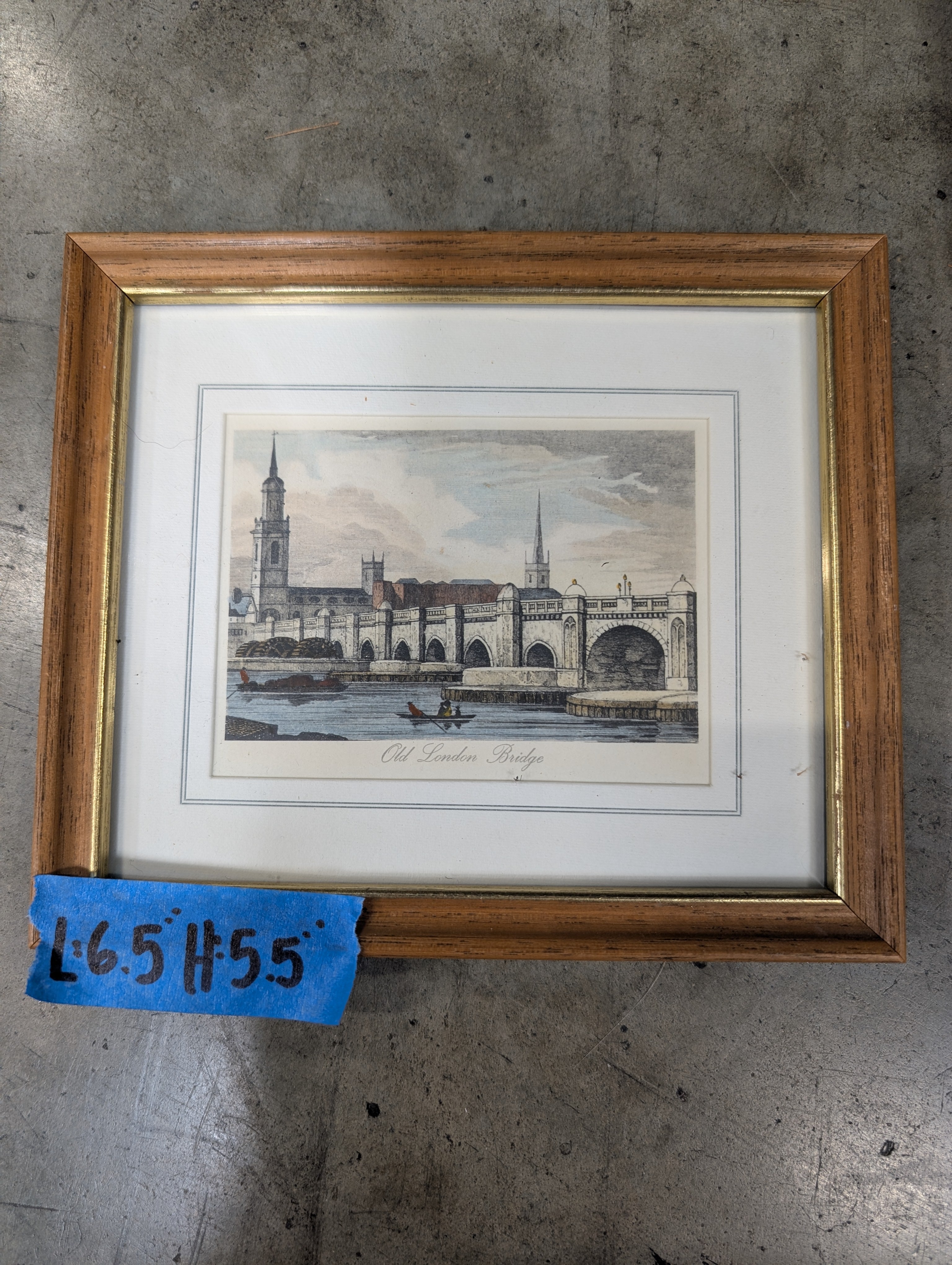 Vintage Old London Bridge Landscape Framed Print