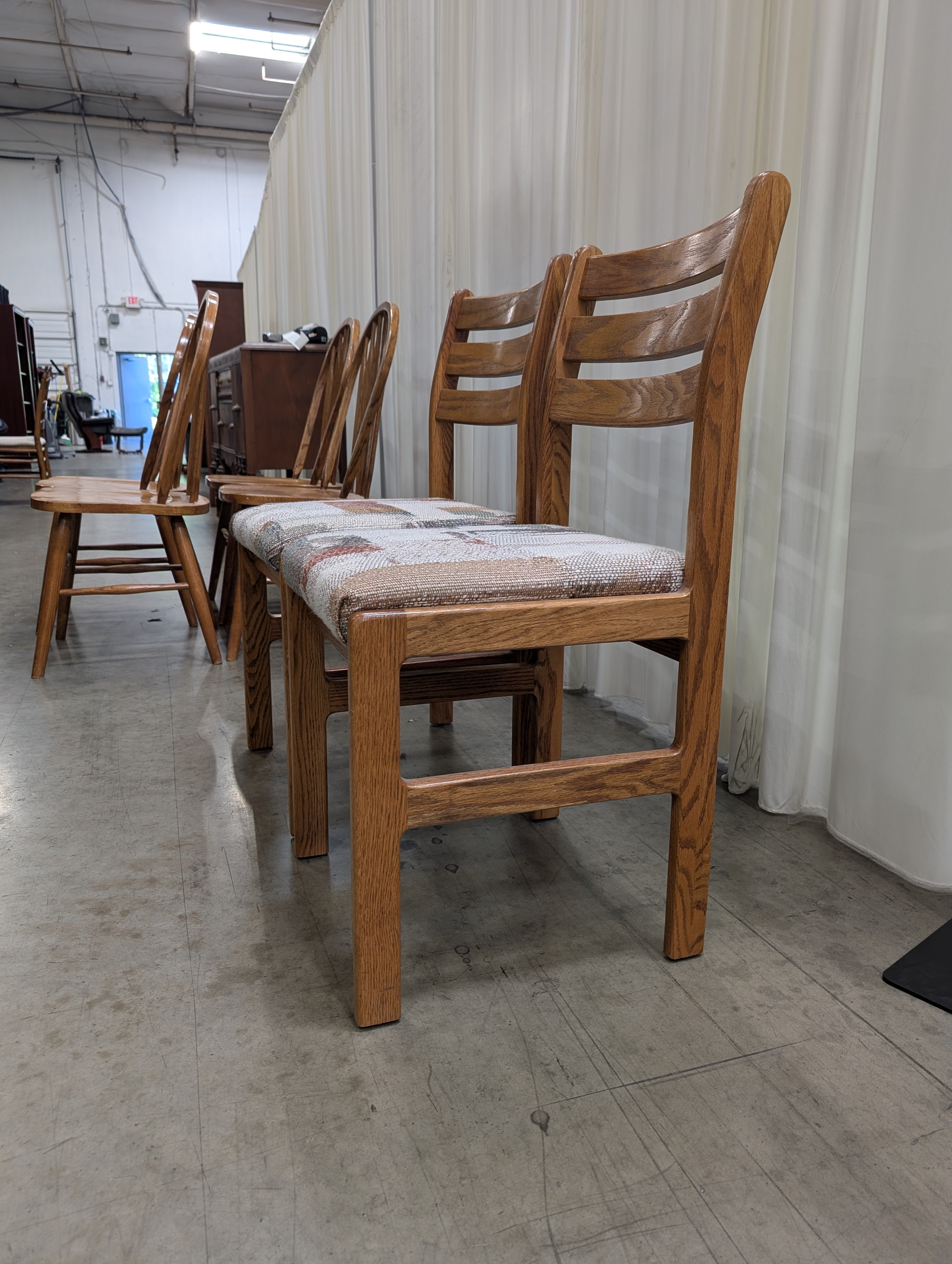 Oak Pedestal Pair of Dining Chairs