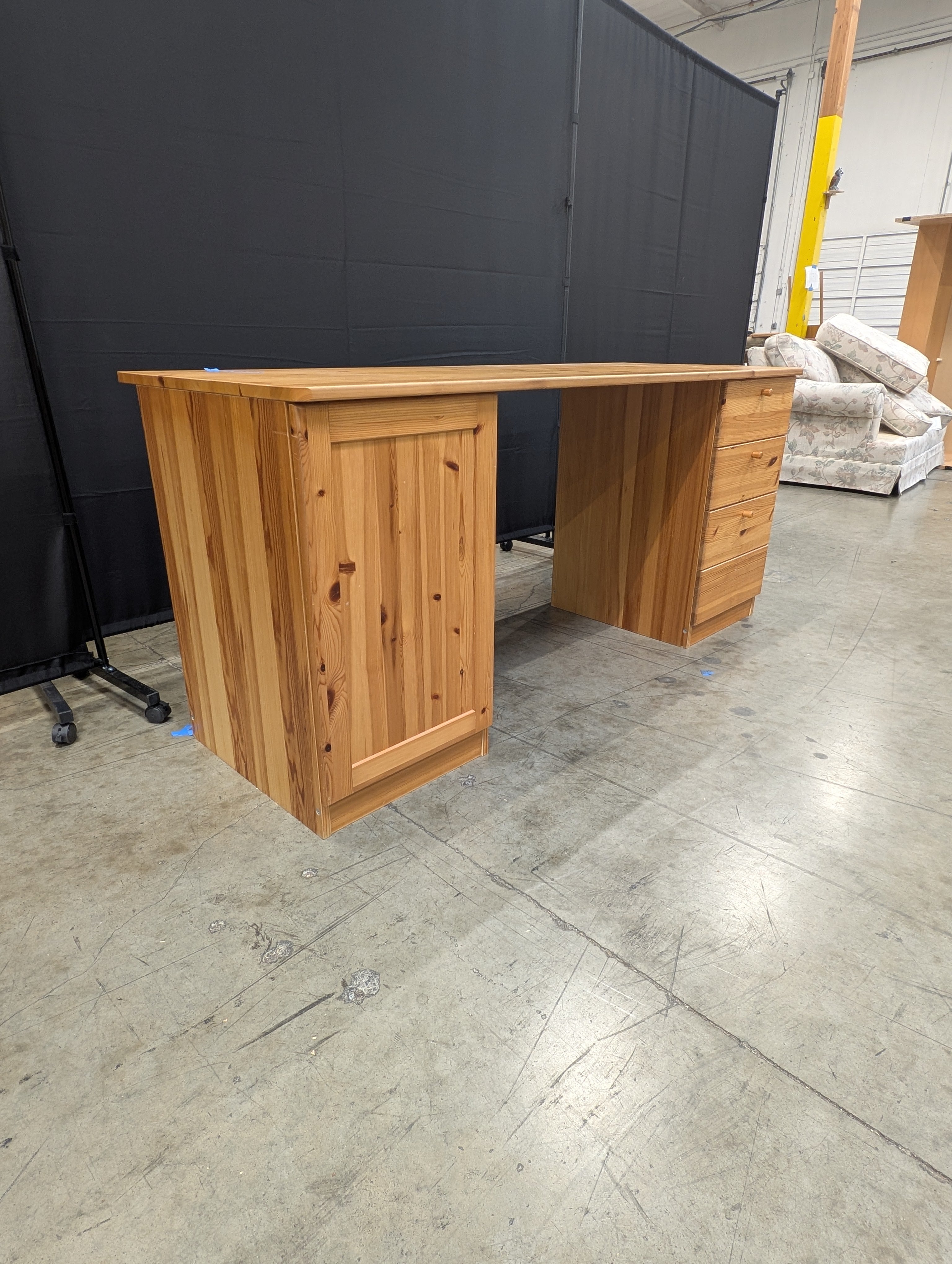Natural Wood Desk with Storage