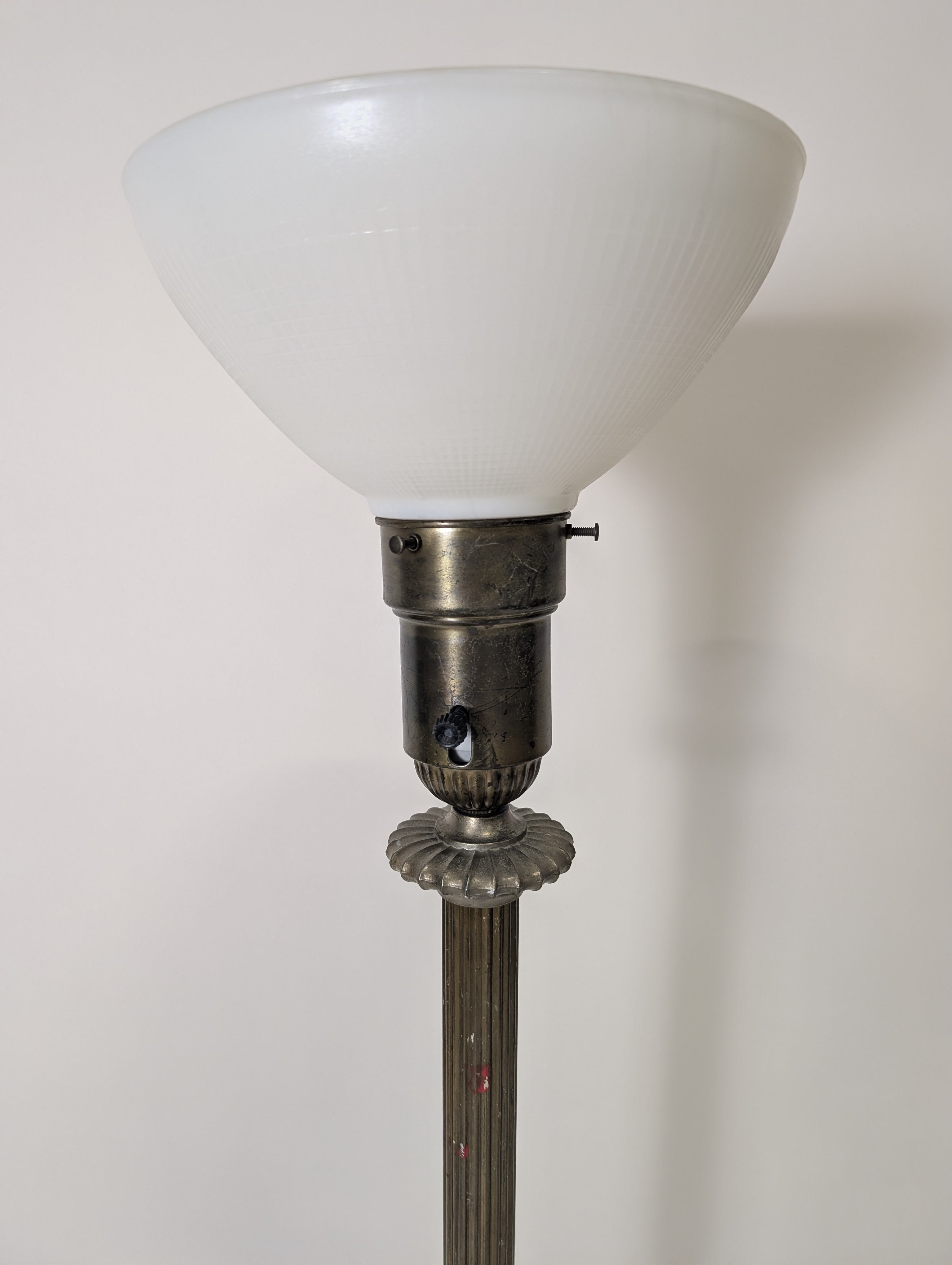 As is Vintage Style Fluted Brass Floor Lamp