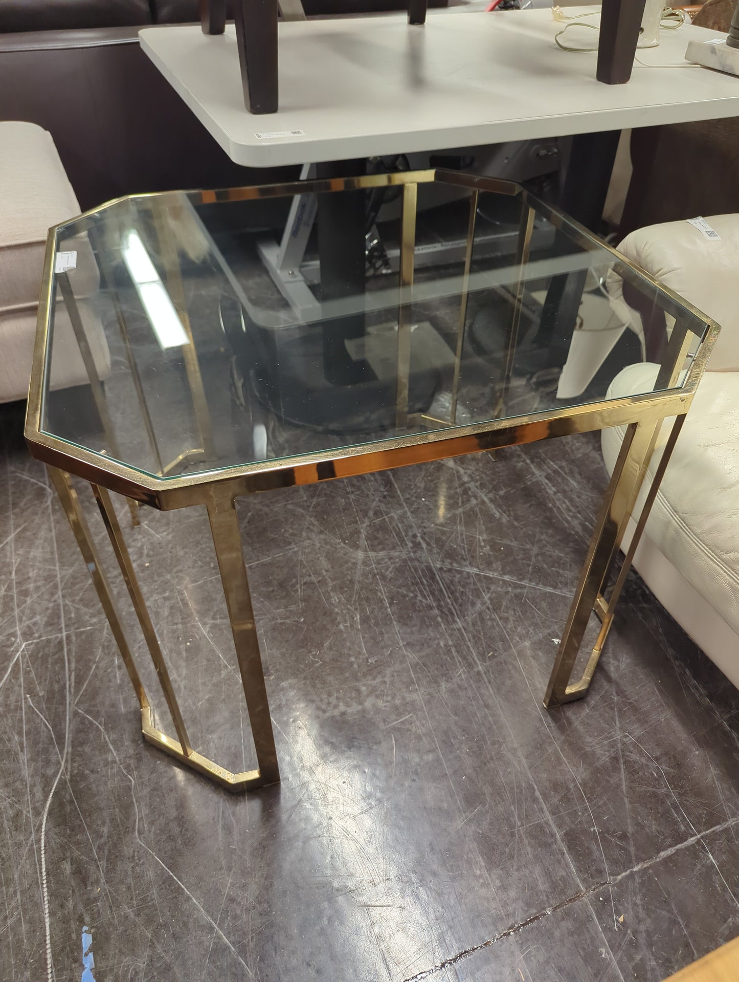Gold-Framed Glass Coffee Table