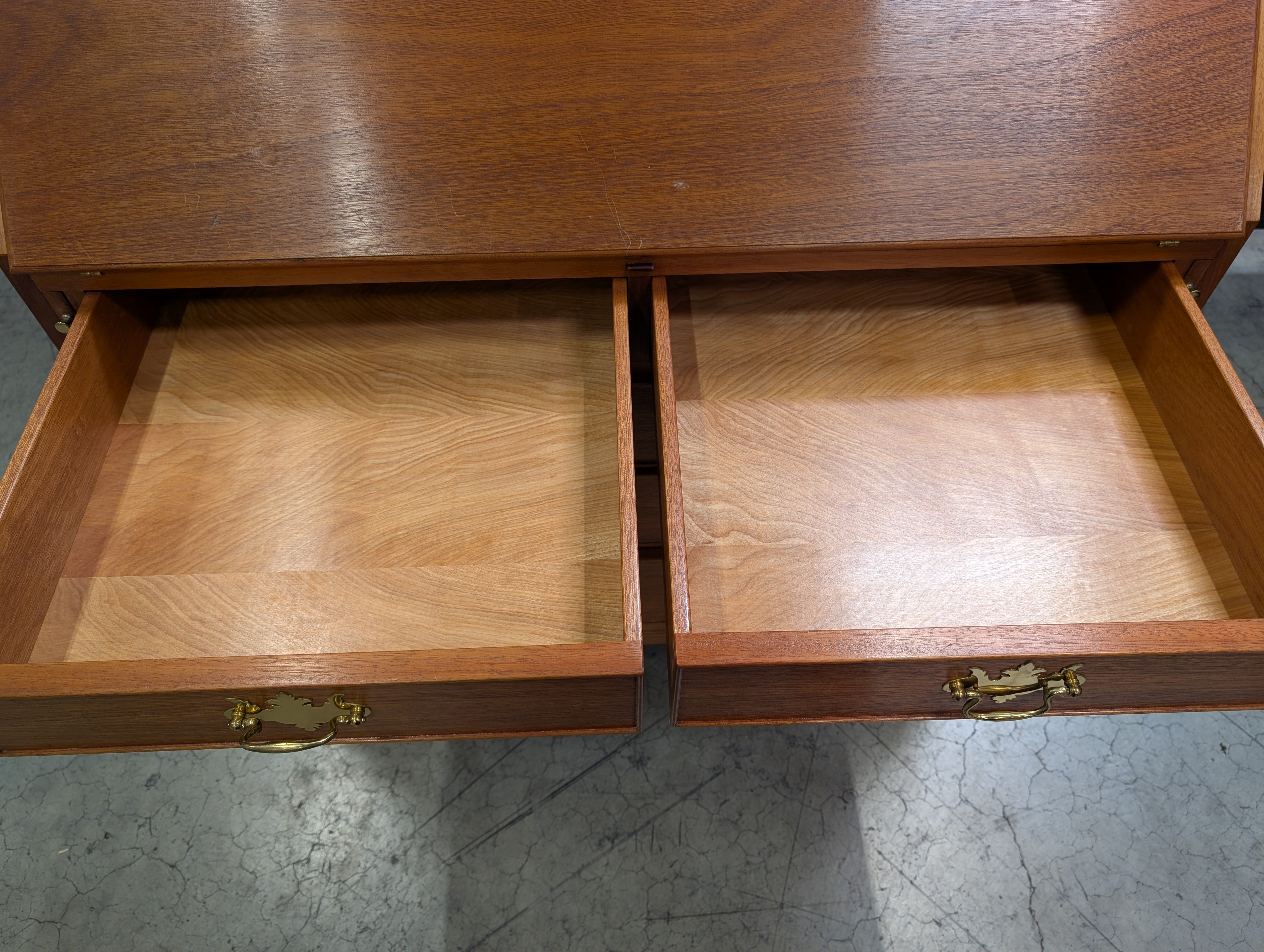 Classic Cherry-Stained Wood Slant-Front Secretary Desk