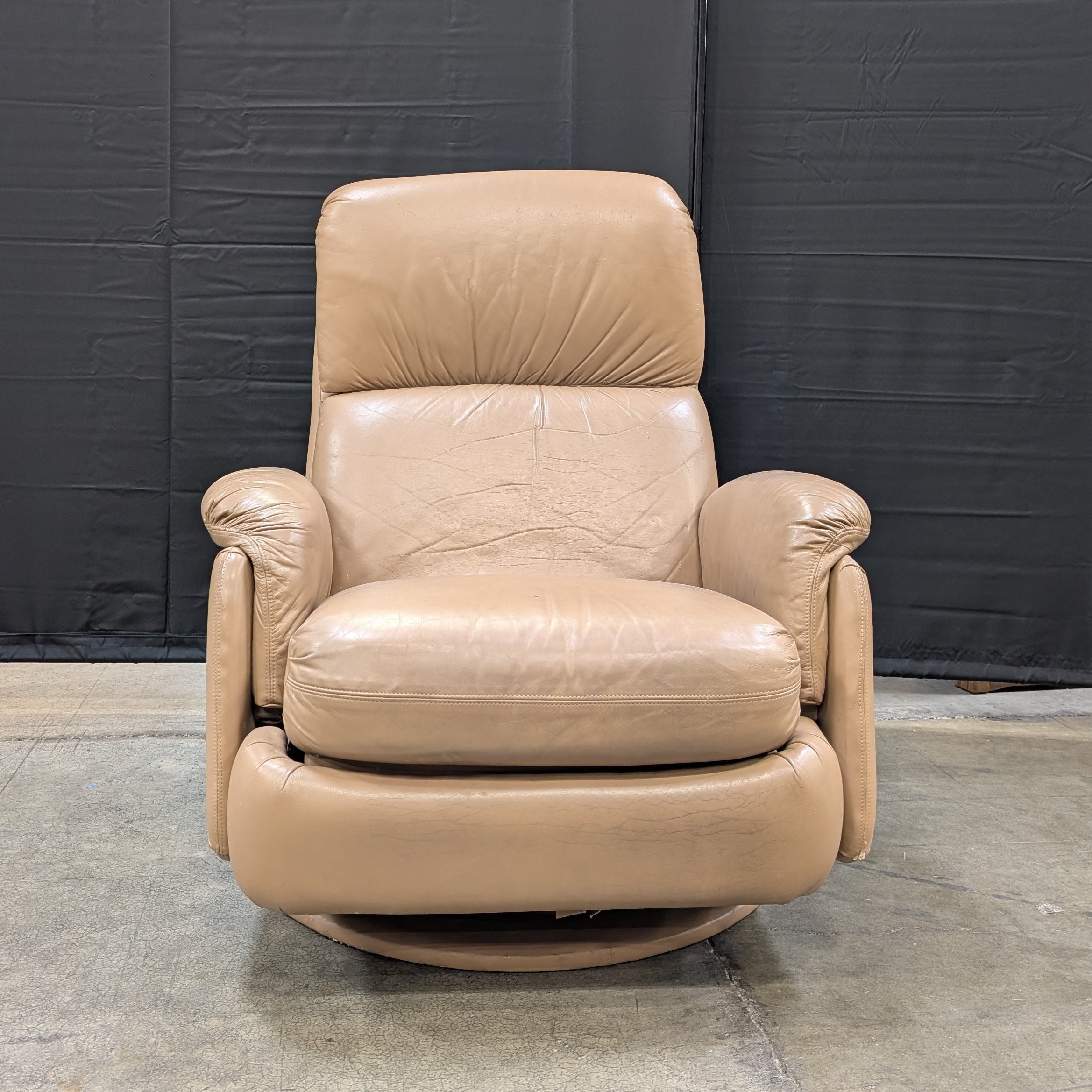 Used Plush Tan Upholstered Recliner Chair
