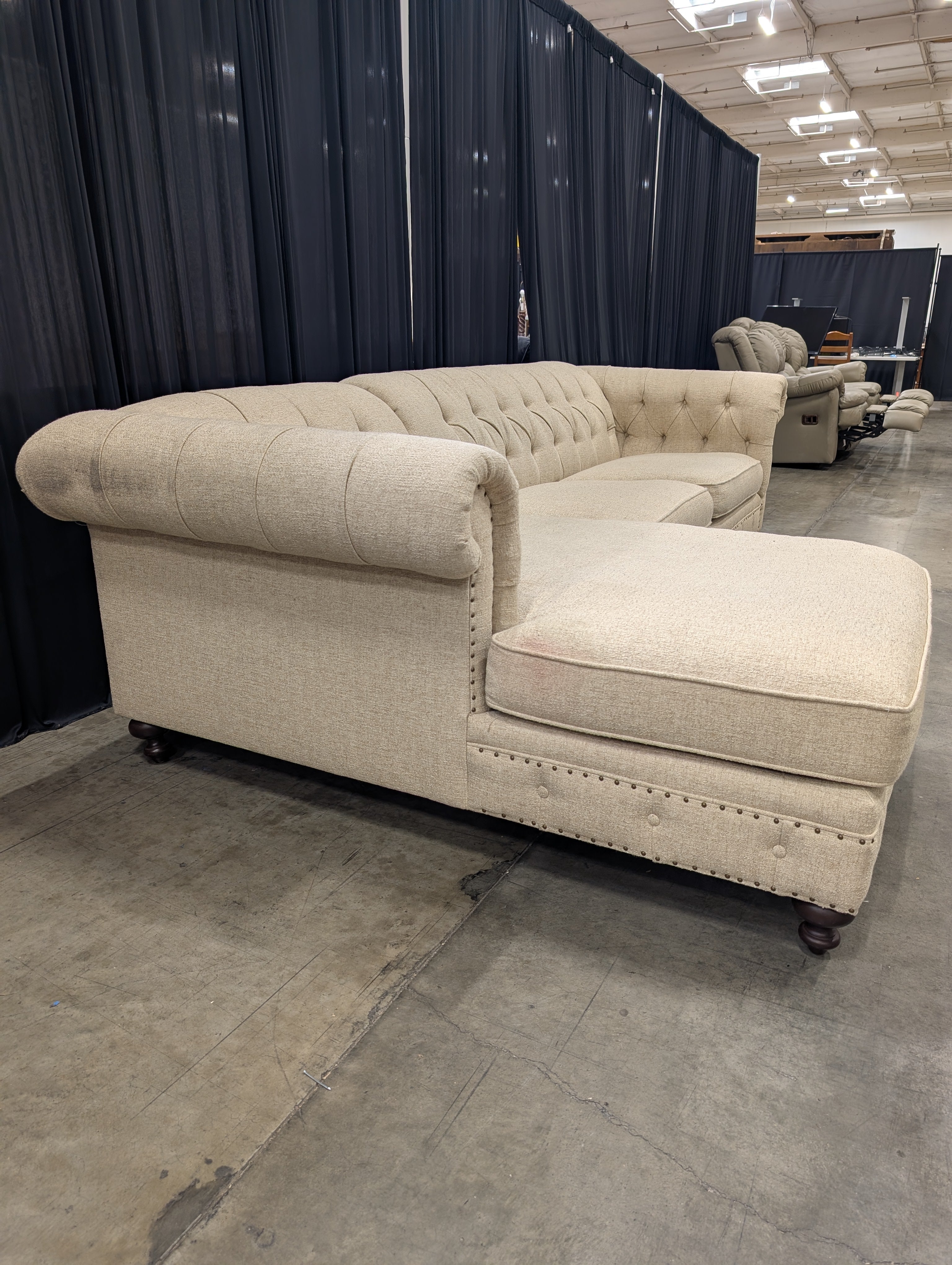 Bernhardt Beige Tufted Armchair with High Back