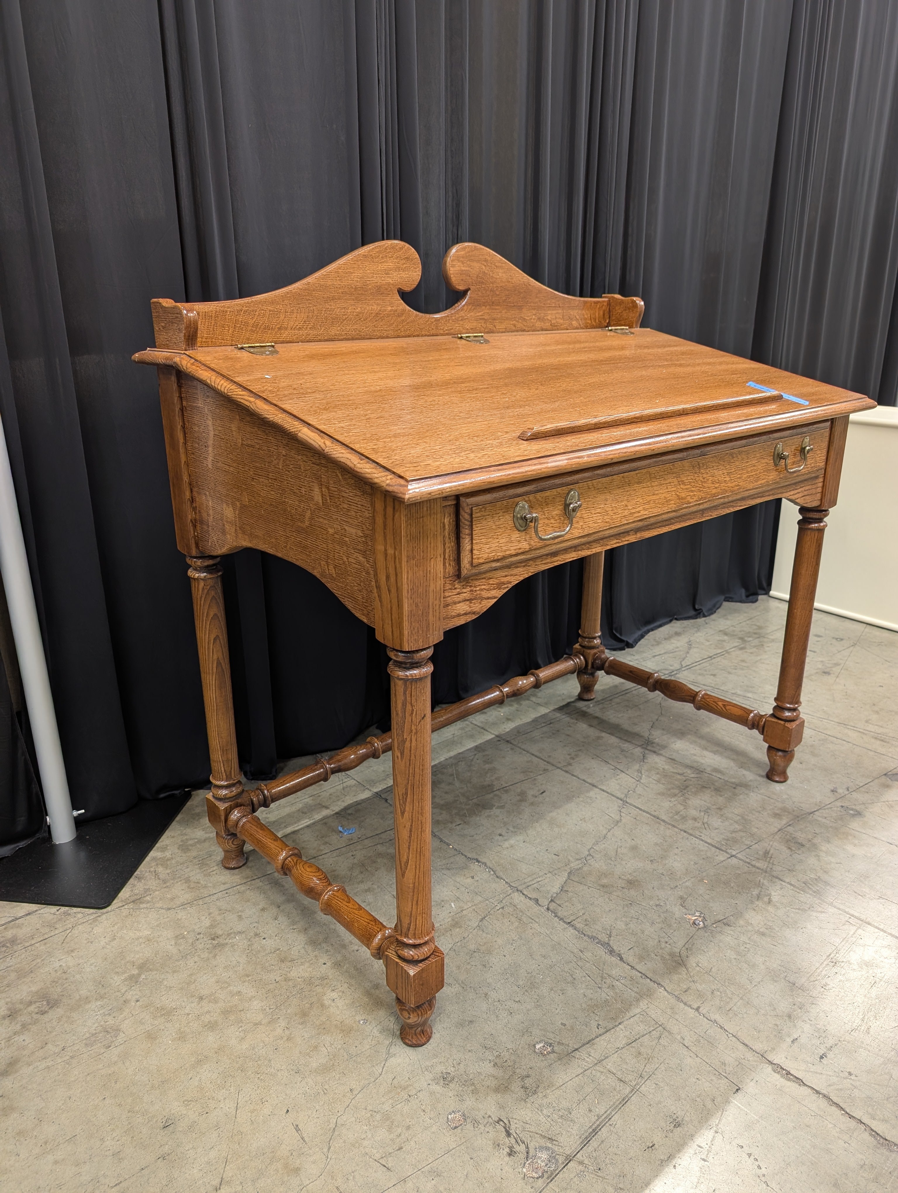 Traditional Wood Drop-Front Desk with Turned Legs