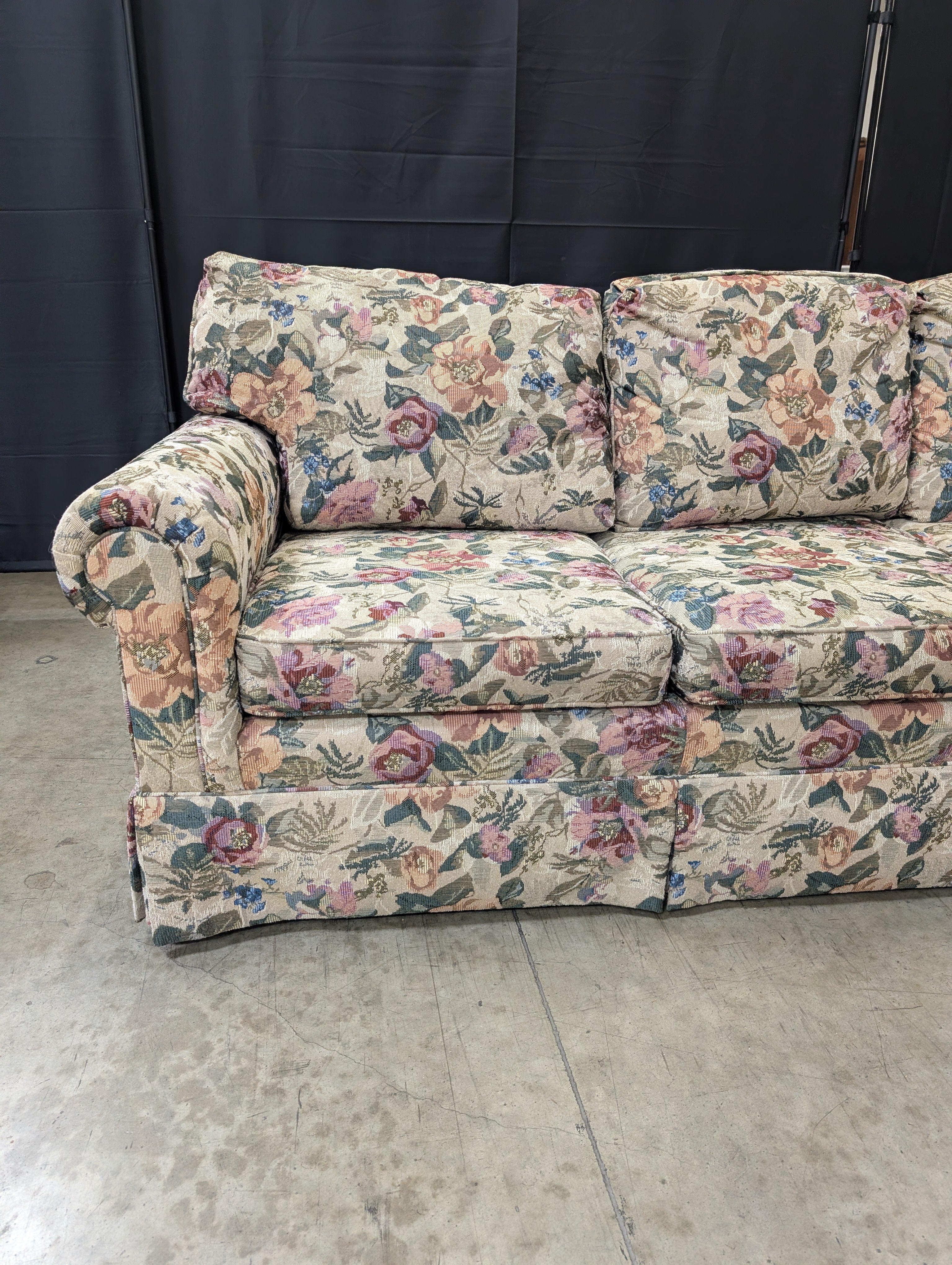 Lane Upholstery Botanical Print Three-Seat Sofa