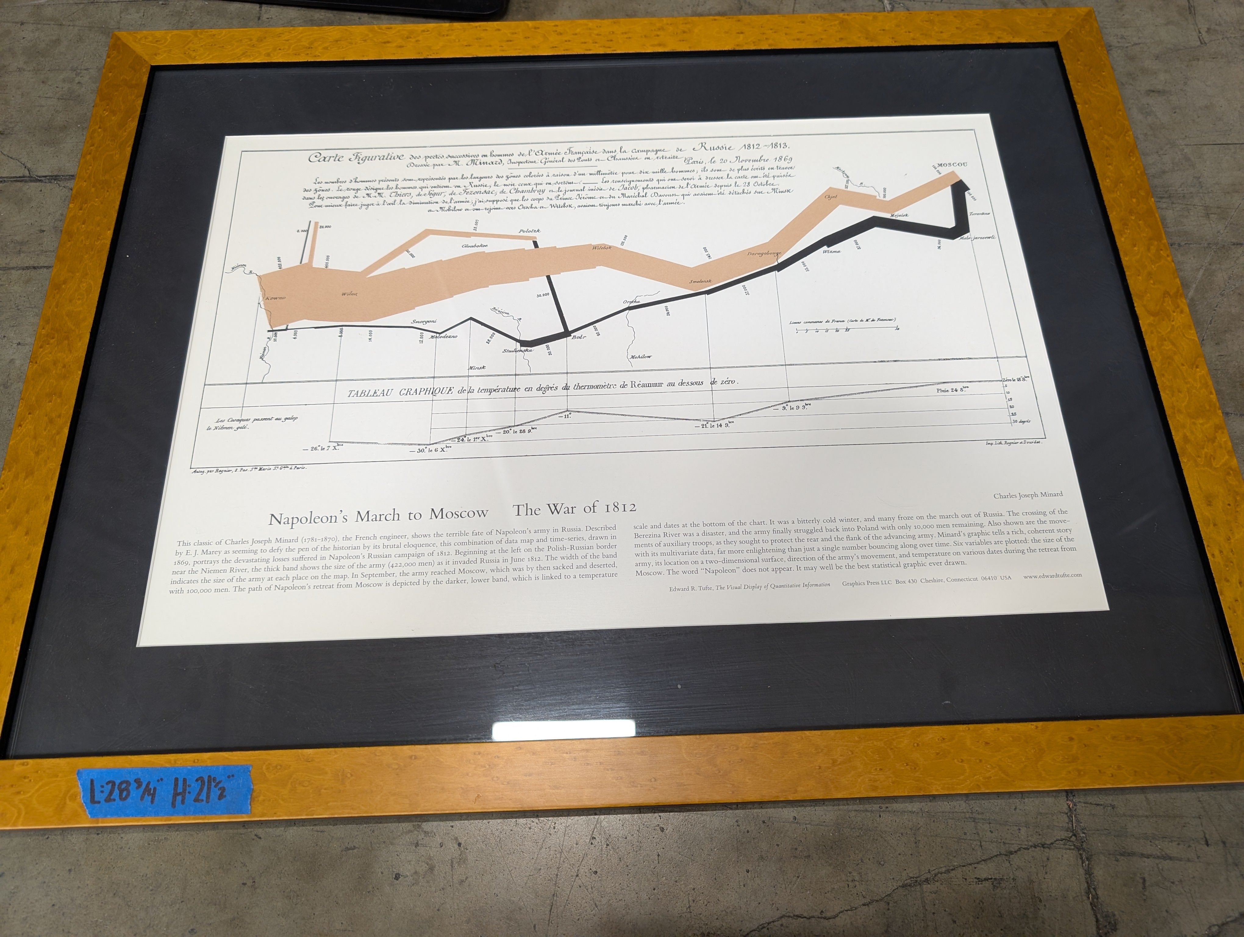 Edward Tufte Napoleon's March Framed Print in Wood