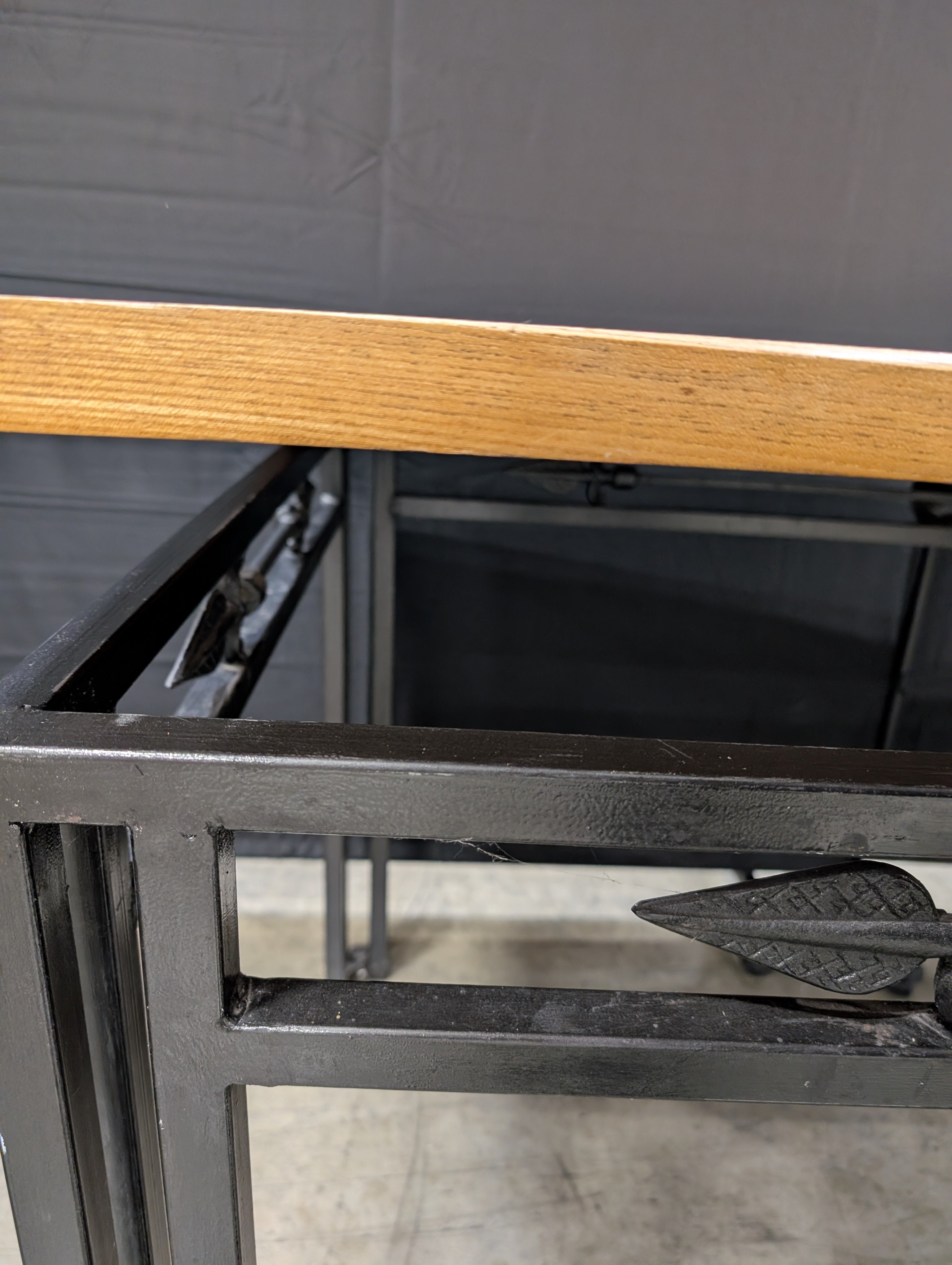 Rectangular Wood Top Table with Black Metal Frame *NOT ATTACHED*