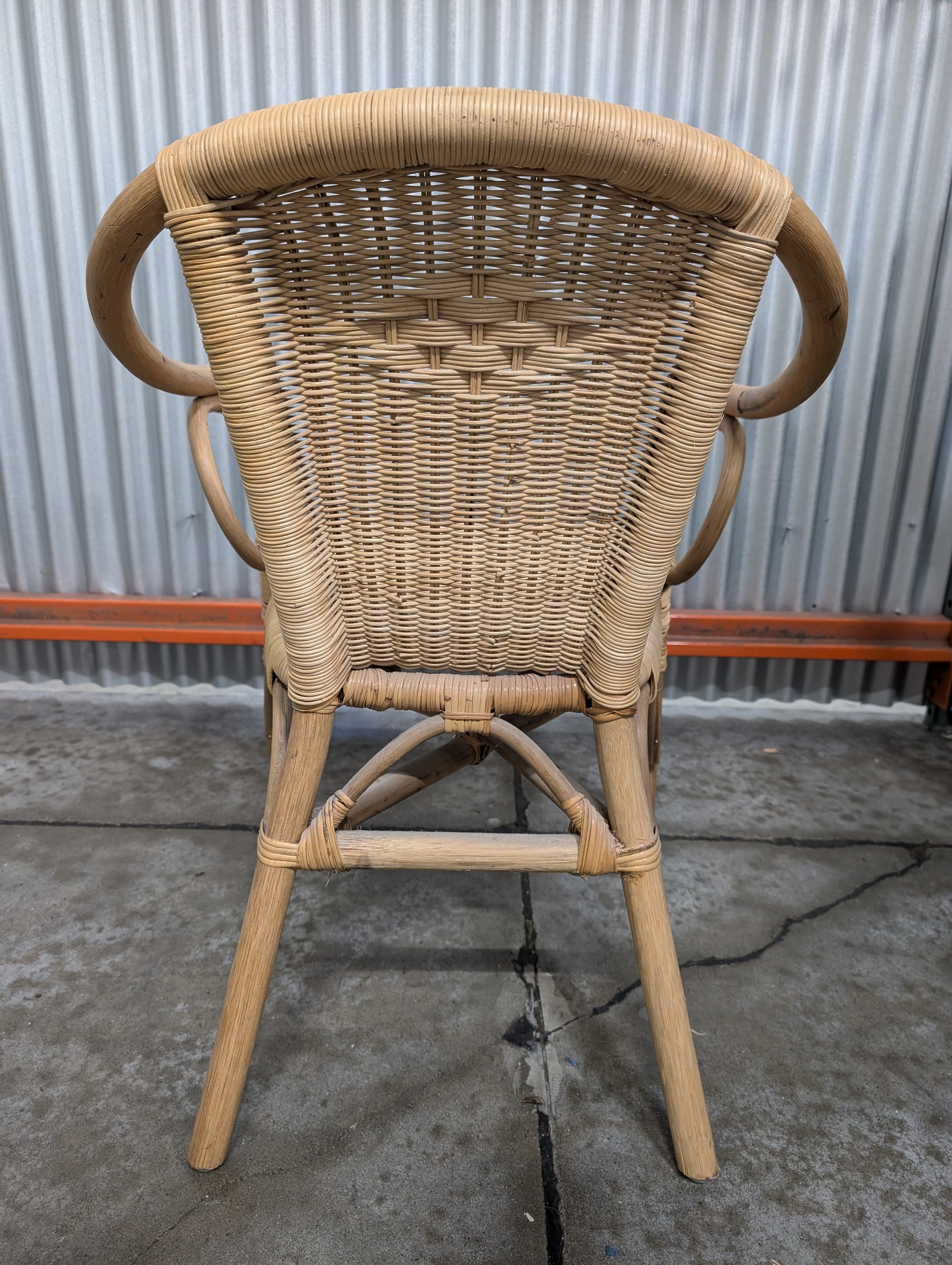 Pair of Natural Rattan Woven Wicker Armchair