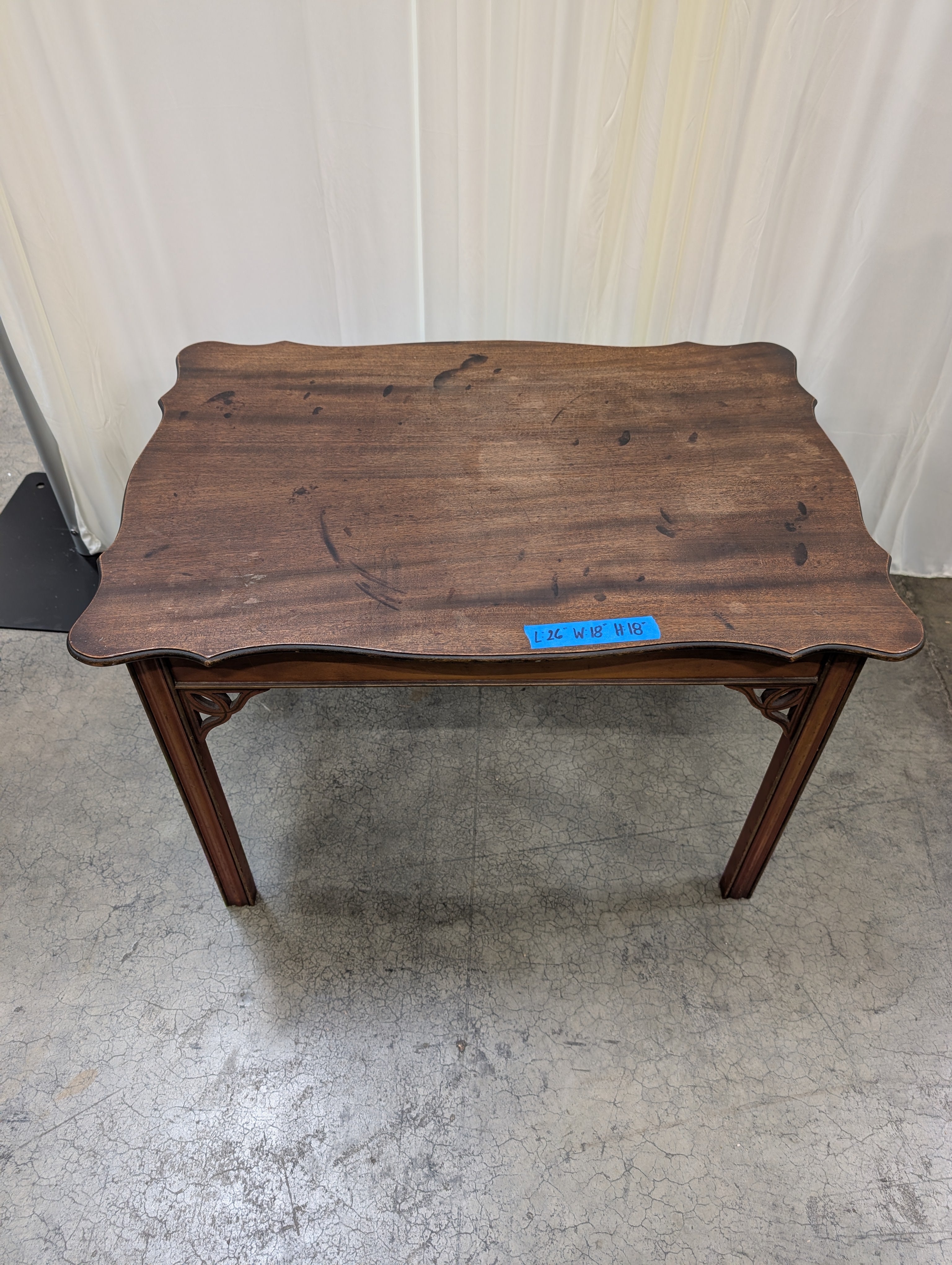 Scalloped Traditional End Table in Dark Wood
